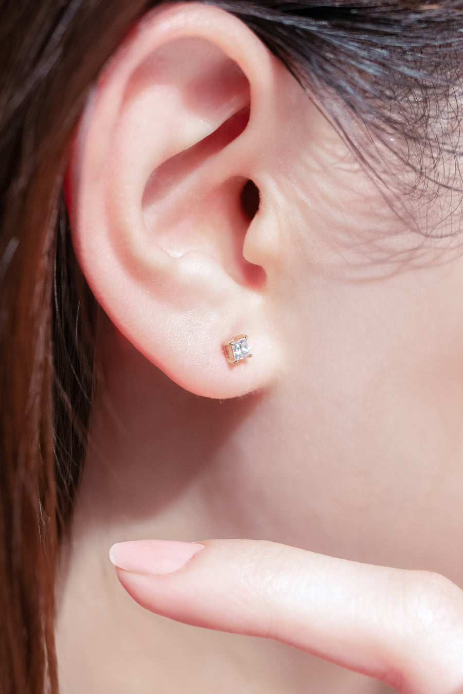 Princesse 0.12+0.12ct Top Quality Diamond 18K Stud Earrings