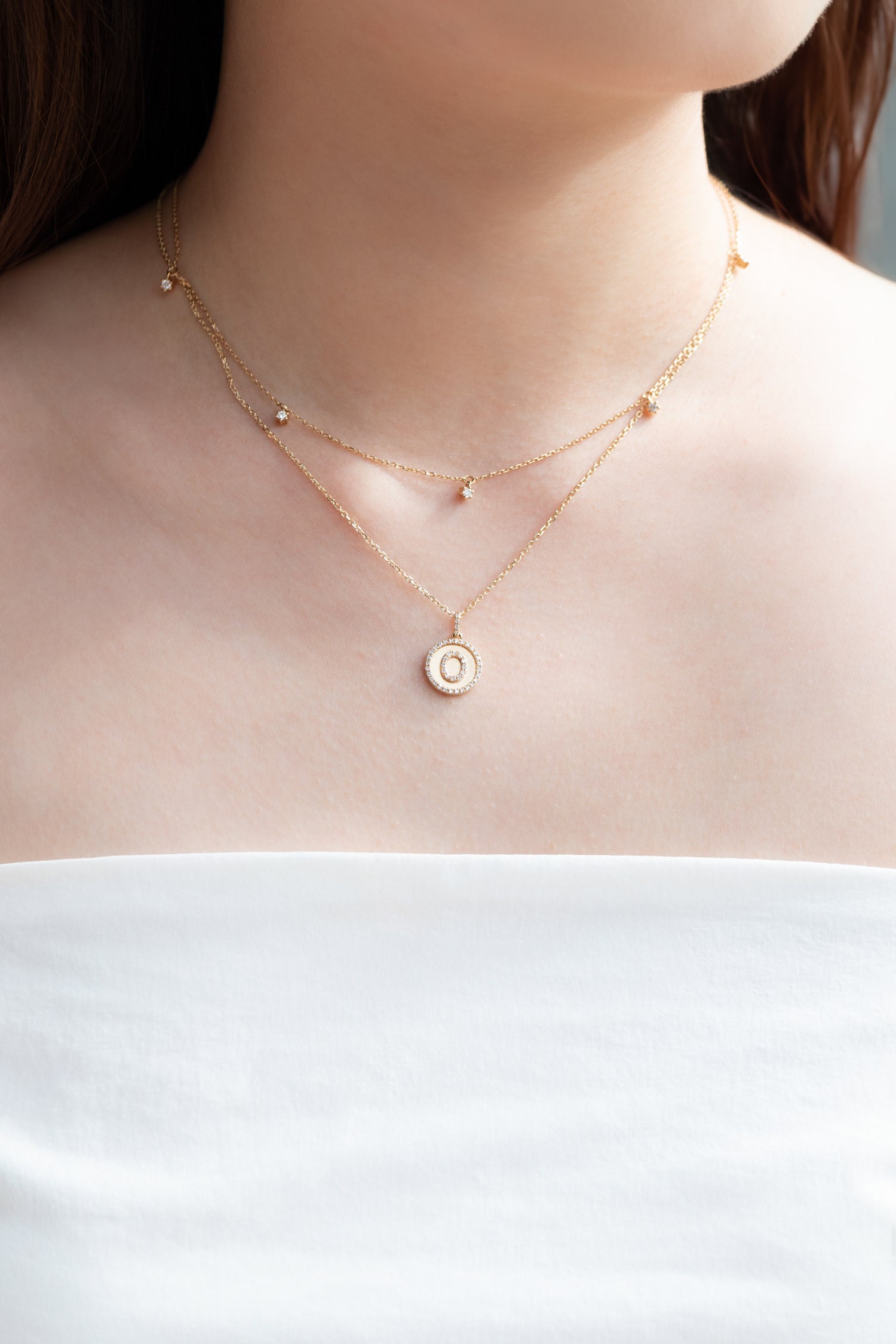 Garde-toi à L'esprit A-Z 18K Gold Natural Diamond 14/18K Gold Necklace