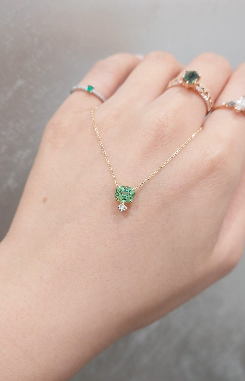 1.17ct Forêt Tourmaline & diamond 18K Yellow Gold Necklace