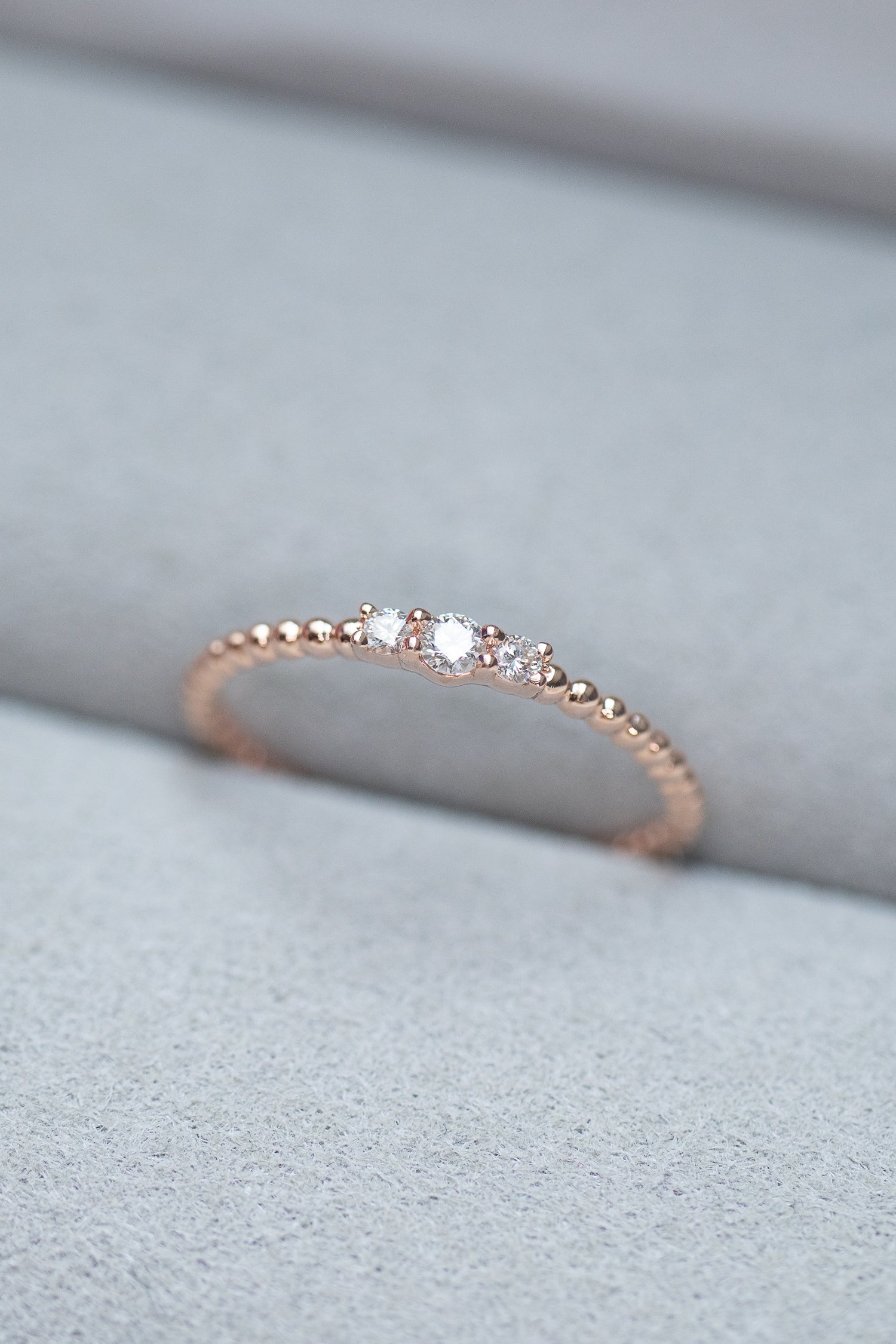Sancai Top Quality Diamond 14/18K Gold Beaded Ring