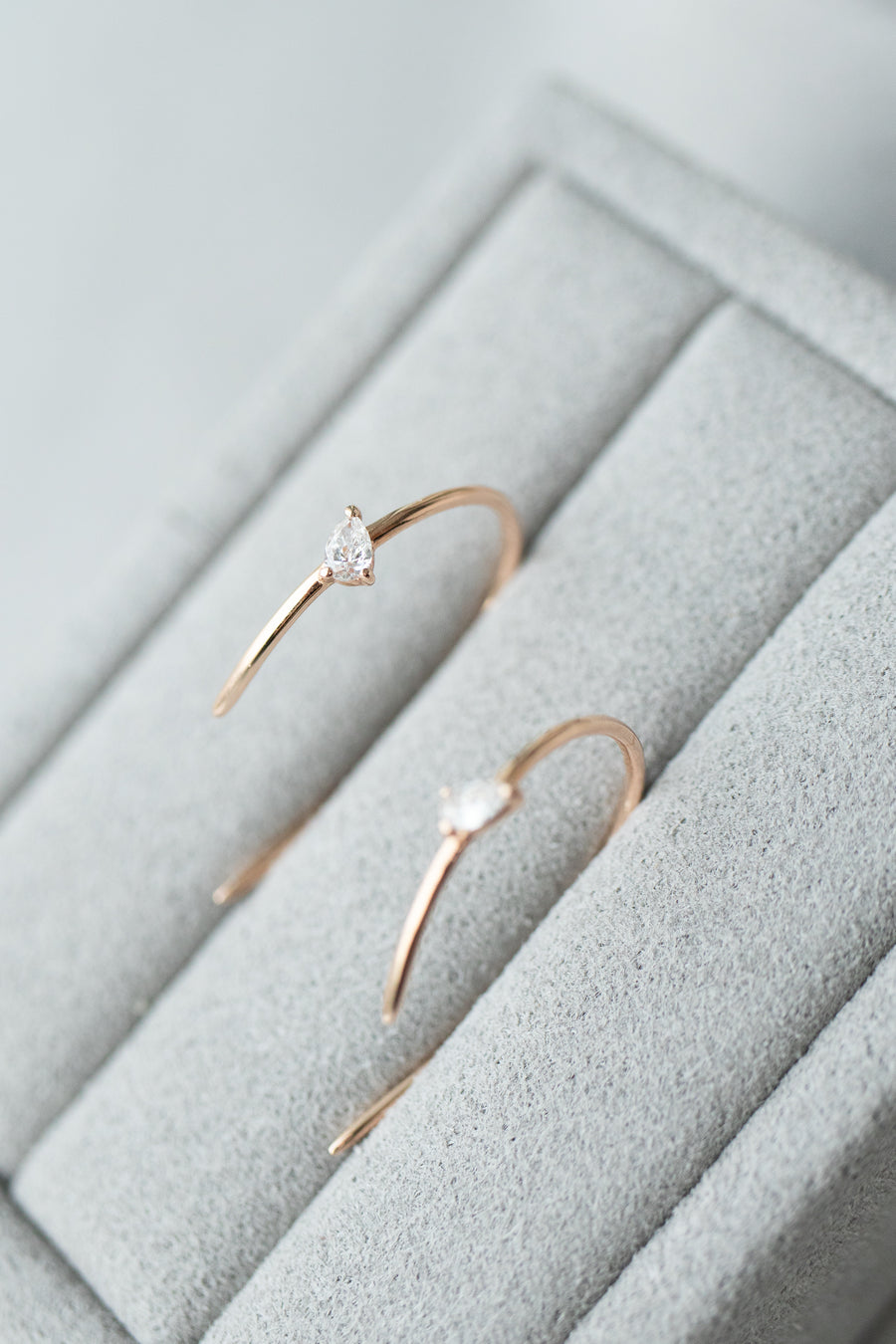 Pear Top Quality Diamond 0.05+0.05ct 18K Gold Hoop Earrings