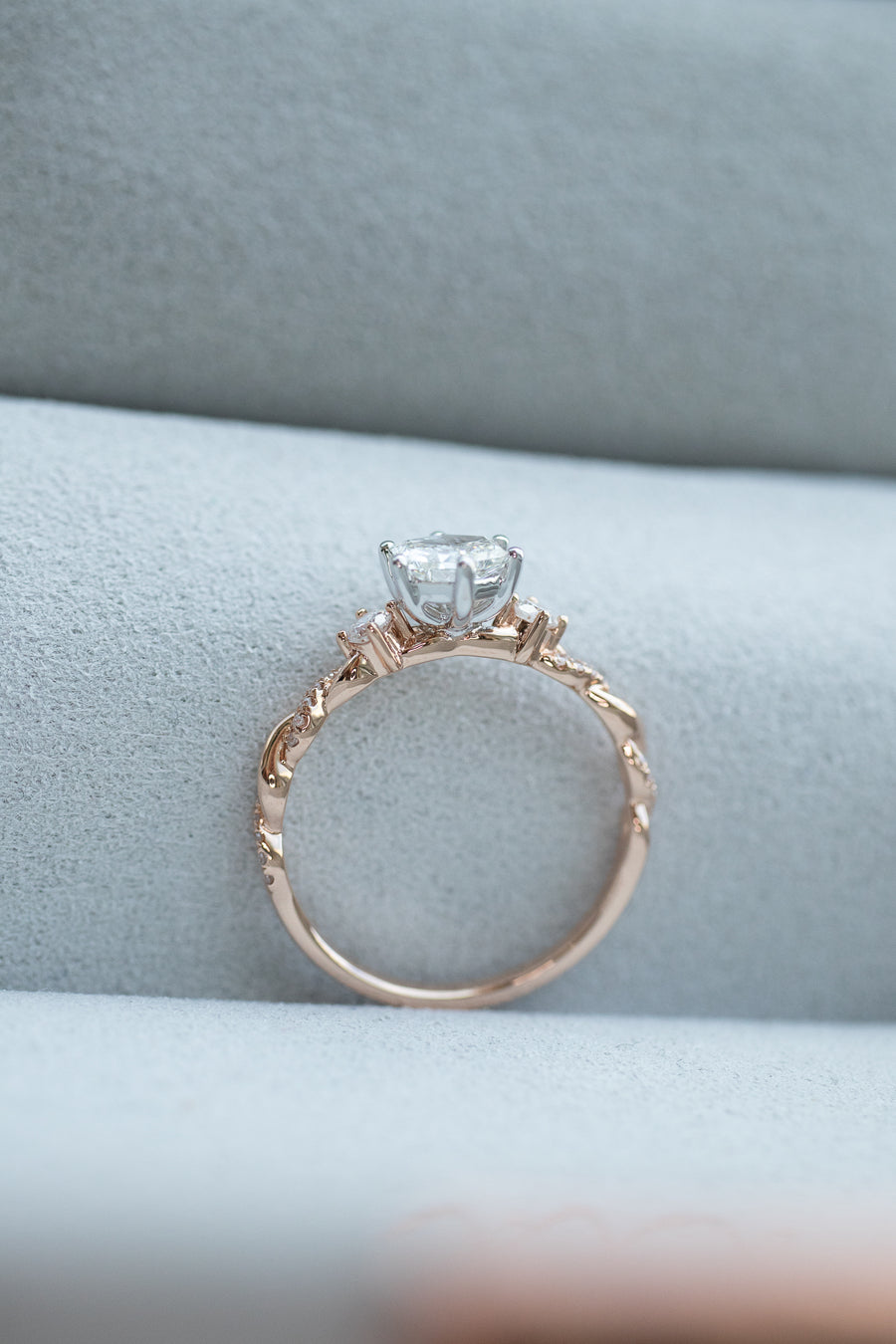Brilliant Cut Hexagon Diamond 0.50ct (With GIA Certificate) & diamonds 18K Rose + White Gold Ring