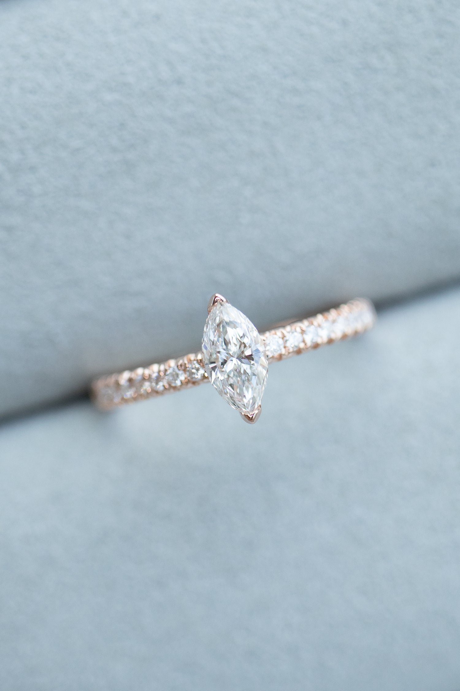 Brilliant Cut Marquise Diamond 0.40ct (With GIA Certificate) & diamonds 18K Rose Gold Ring