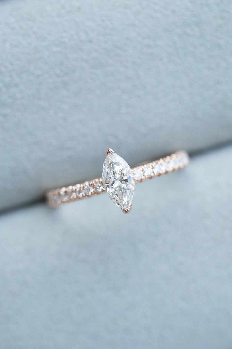 Brilliant Cut Marquise Diamond 0.40ct (With GIA Certificate) & diamonds 18K Rose Gold Ring