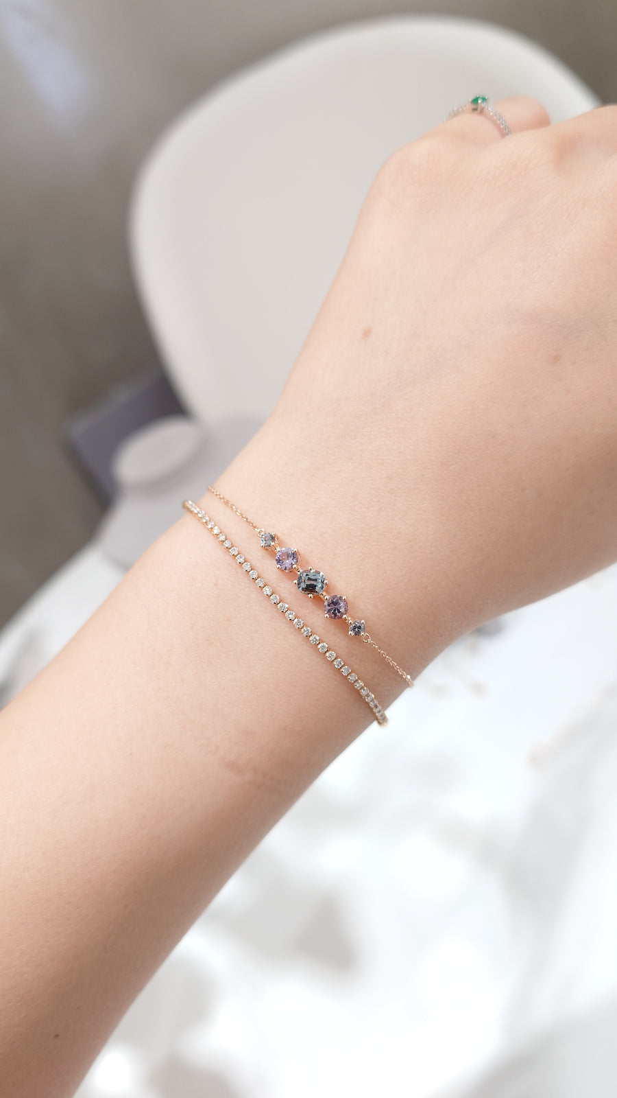 Papillon Violet-gris Spinel total 1.12ct 18K Rose Gold Bracelet