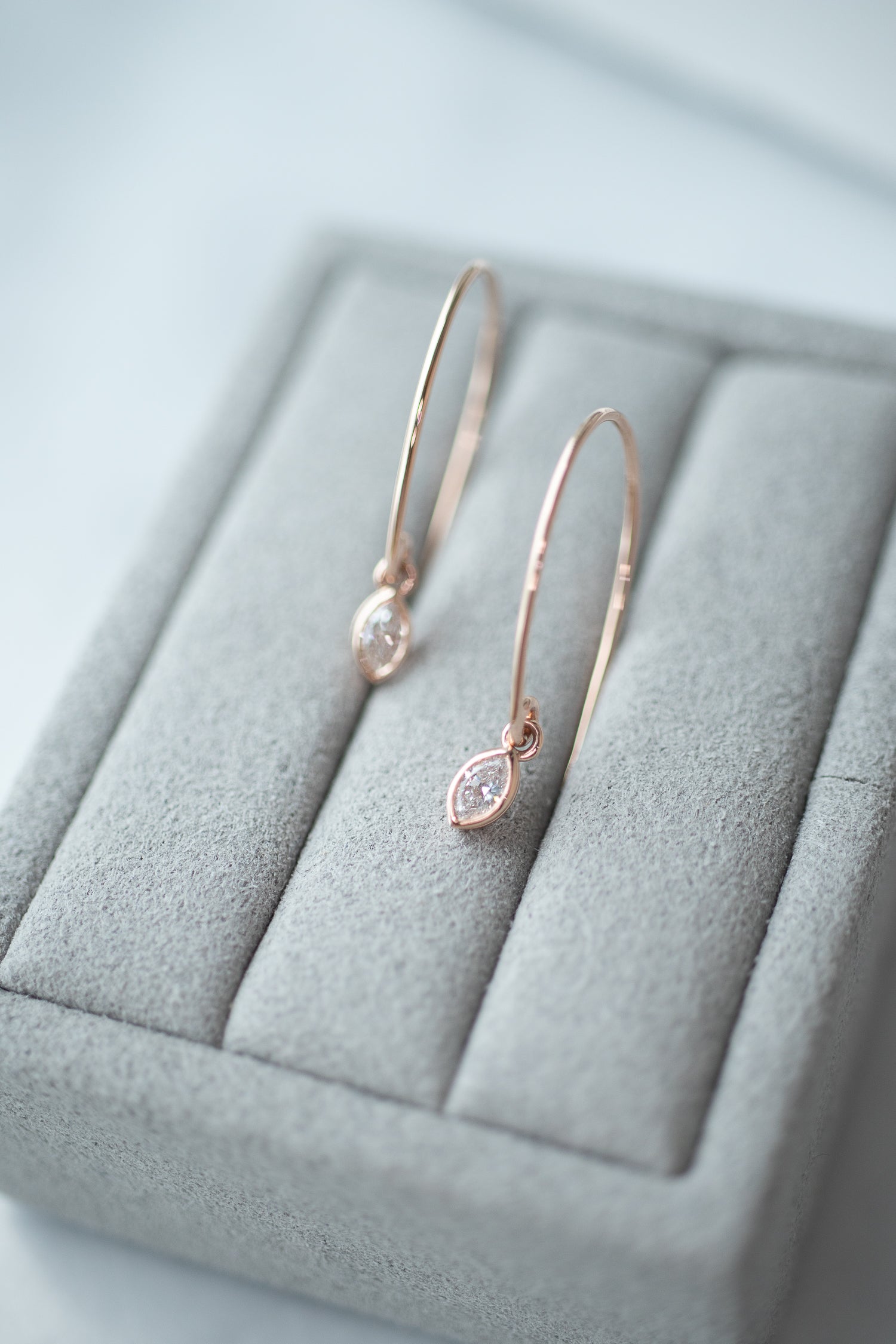 Marquise Top Quality Diamond 0.10+0.10ct 18K Gold Hoop Earrings