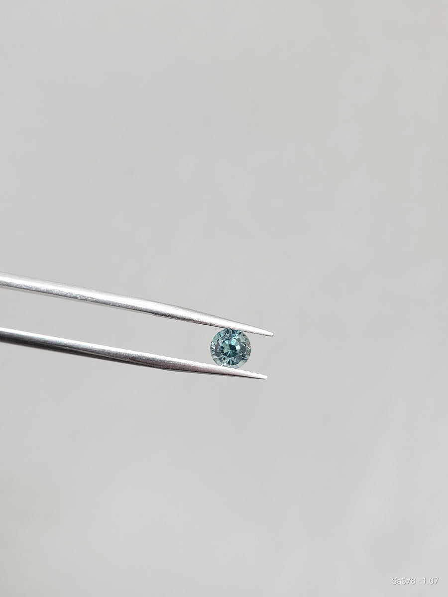 Loose Stone - Teal Green Round Sapphire 1.07ct (With Certificate)