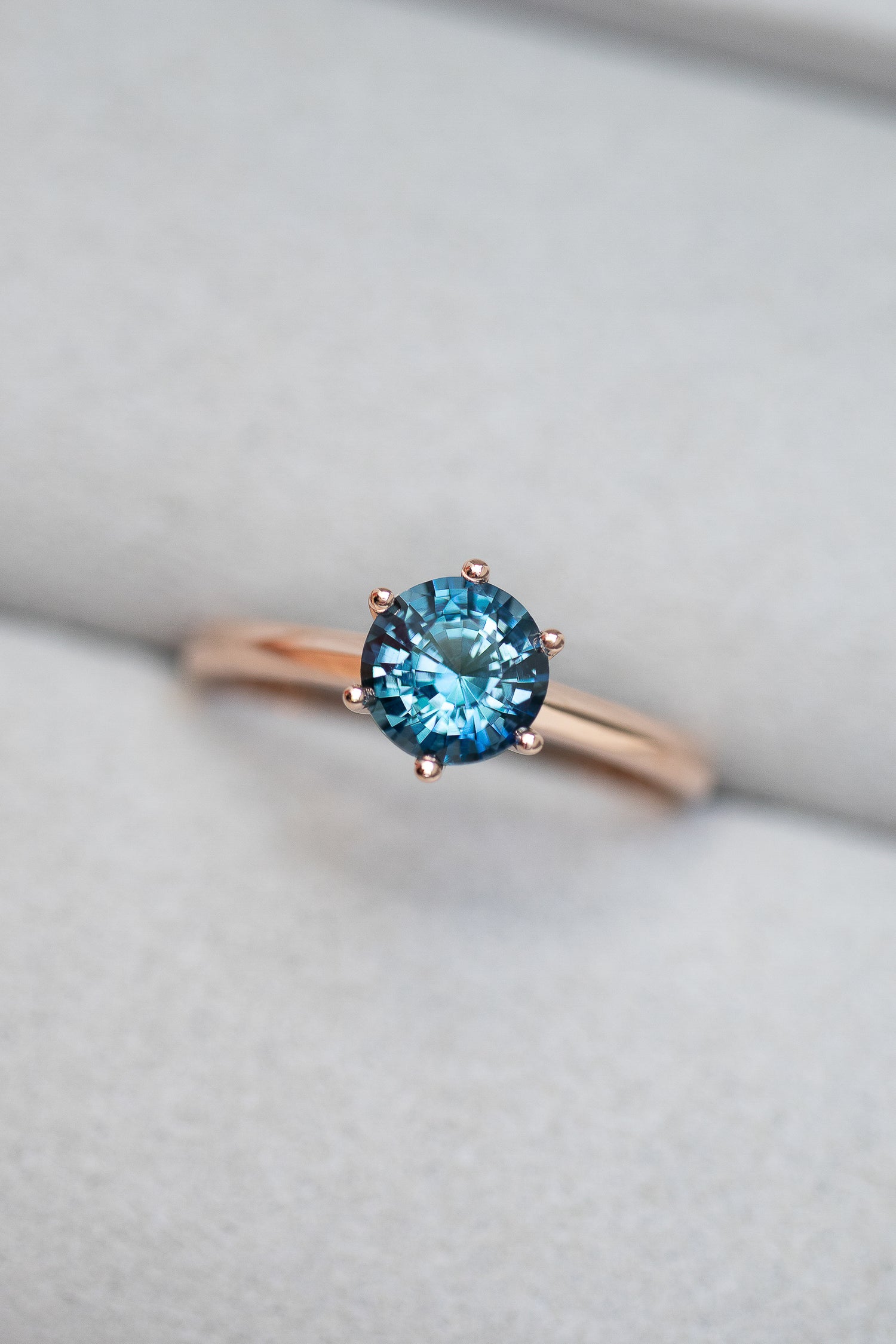 1.11ct Only You Teal Blue Sapphire (with Certificate) 18K Rose Gold Engagement Ring