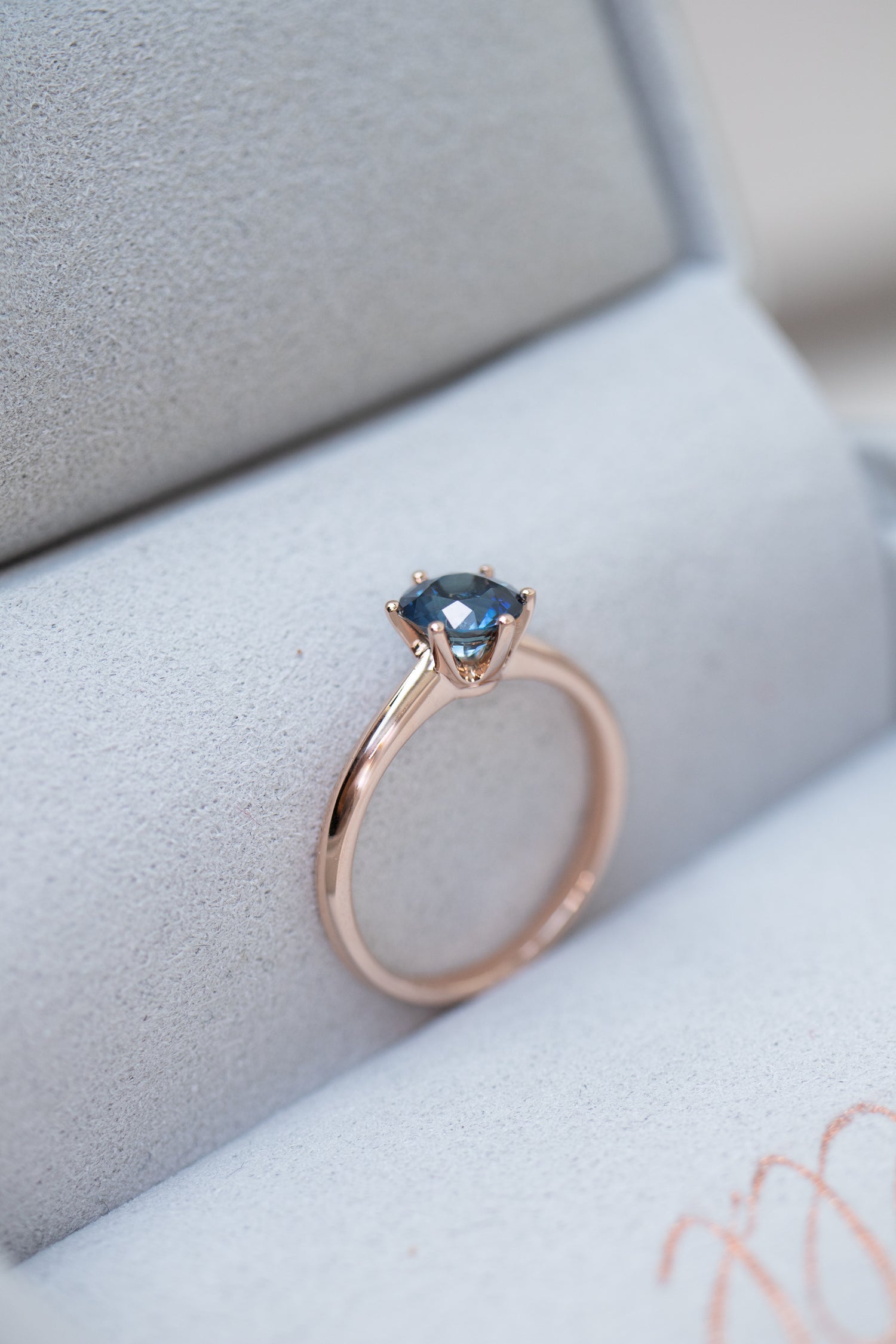 1.11ct Only You Teal Blue Sapphire (with Certificate) 18K Rose Gold Engagement Ring