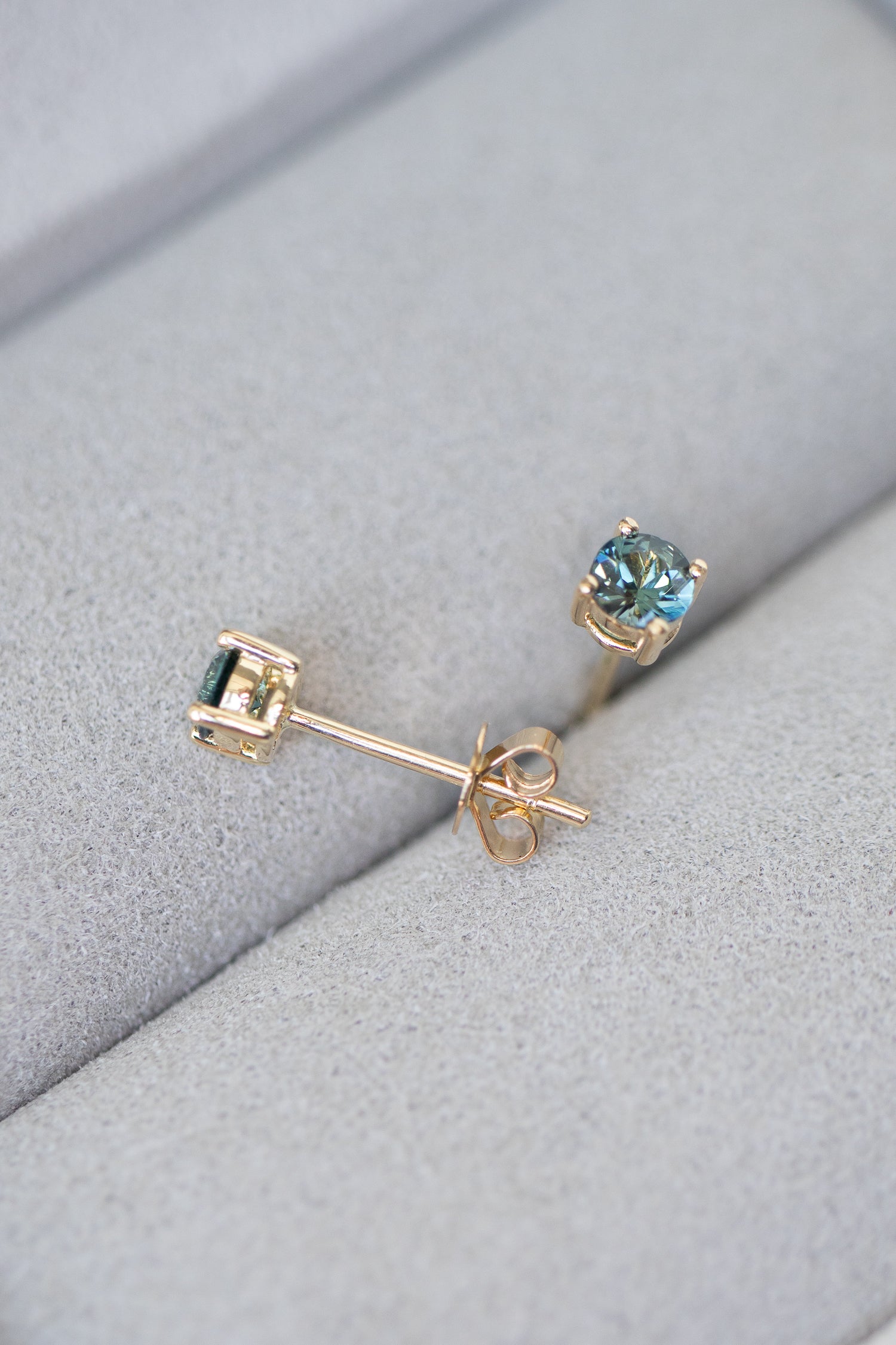PREORDER - Sumatra Sapphire ~0.23-0.25ct 14/18K Gold Stud Earrings