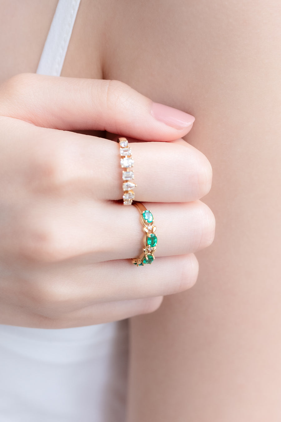 Multi Shape E-F Colour Natural Diamond 18K Yellow Gold Ring