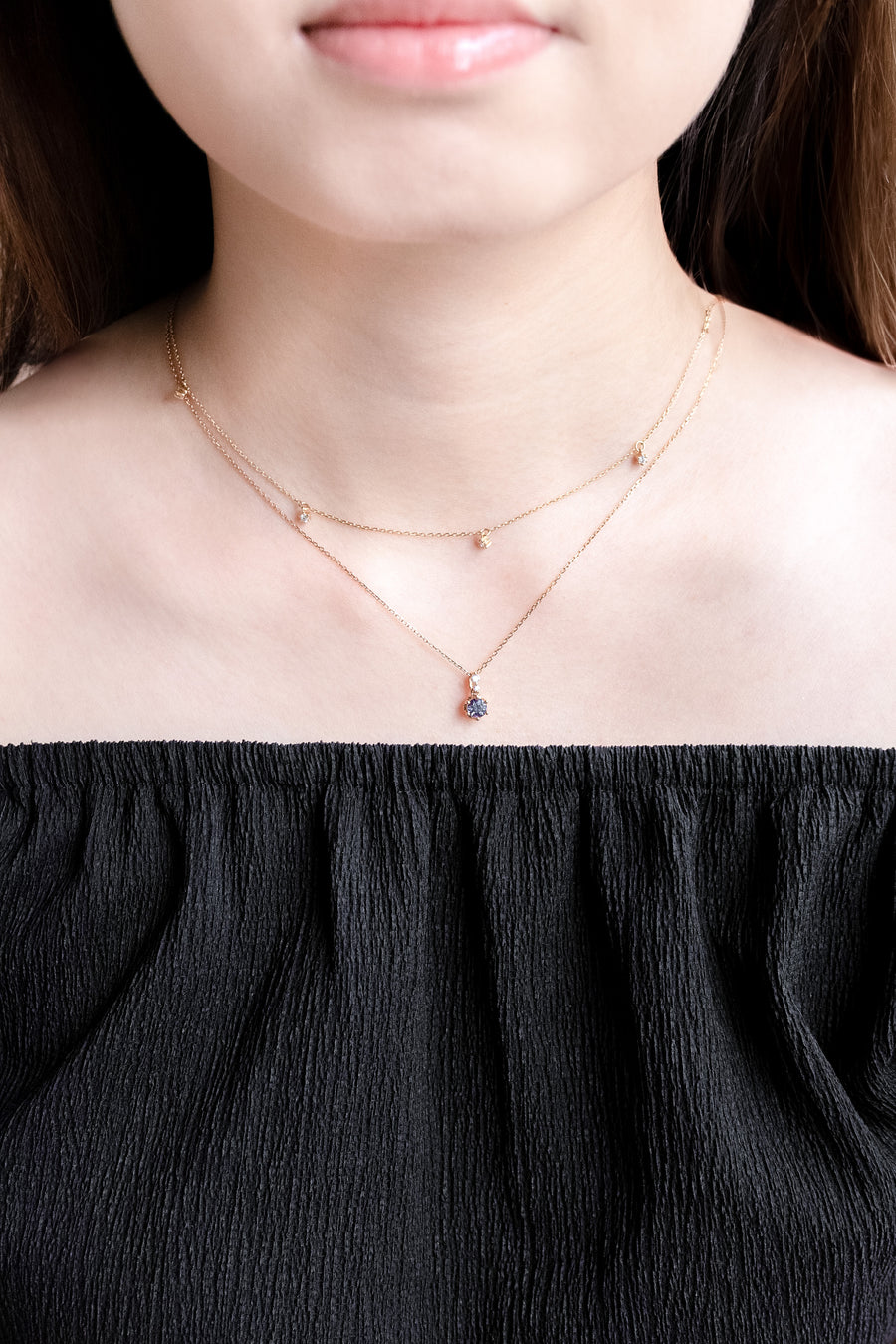 0.40ct Lavande Fantaisie Spinel & diamond 18K Rose Gold Necklace