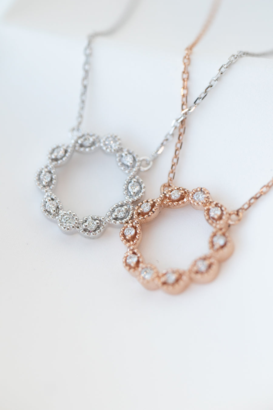 Elegant Natural White Diamond 14/18K Gold Necklace