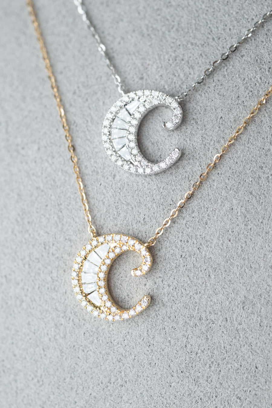 Stéréo A-Z initial 18K Gold Natural Diamond 14/18K Gold Necklace