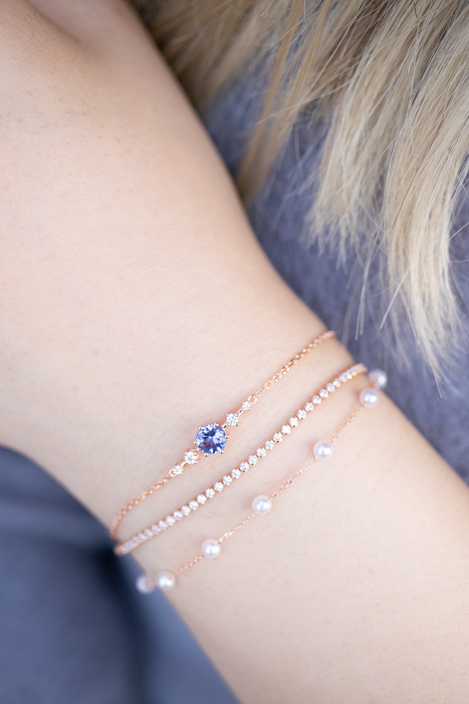 Rose Rossignol Tanzanite 0.40ct & diamonds 18K Gold Bracelet