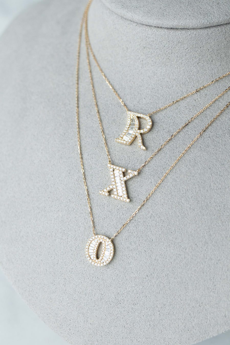 Stéréo A-Z initial 18K Gold Natural Diamond 14/18K Gold Necklace