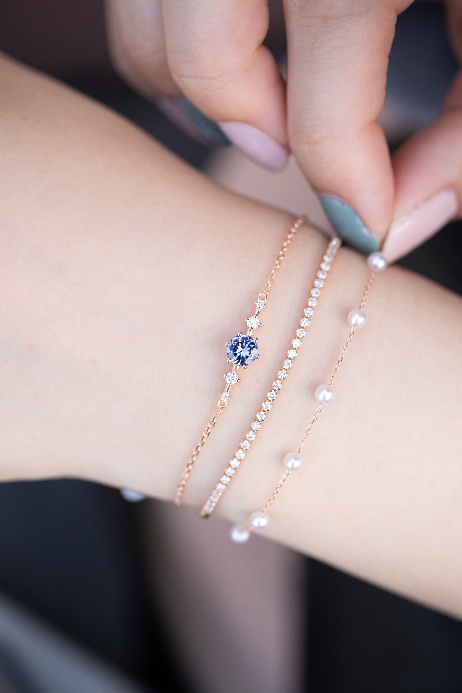 Rose Rossignol Tanzanite 0.40ct & diamonds 18K Gold Bracelet