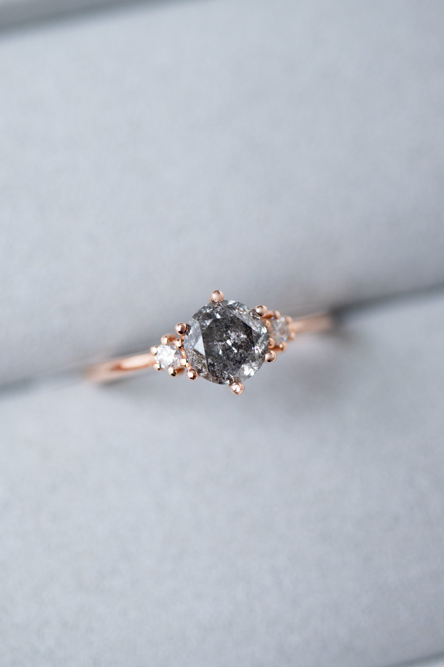 0.79ct Naine Noire Salt & Pepper Diamond & white diamonds 18K Rose Gold Ring