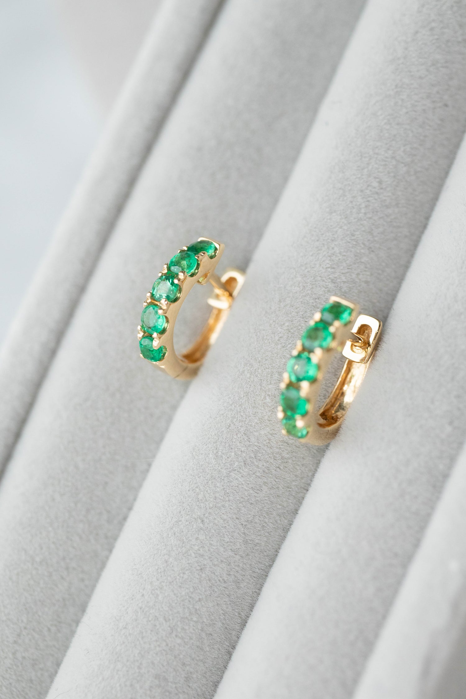 Verdure Emerald 14/ 18K Gold Hoop Earrings