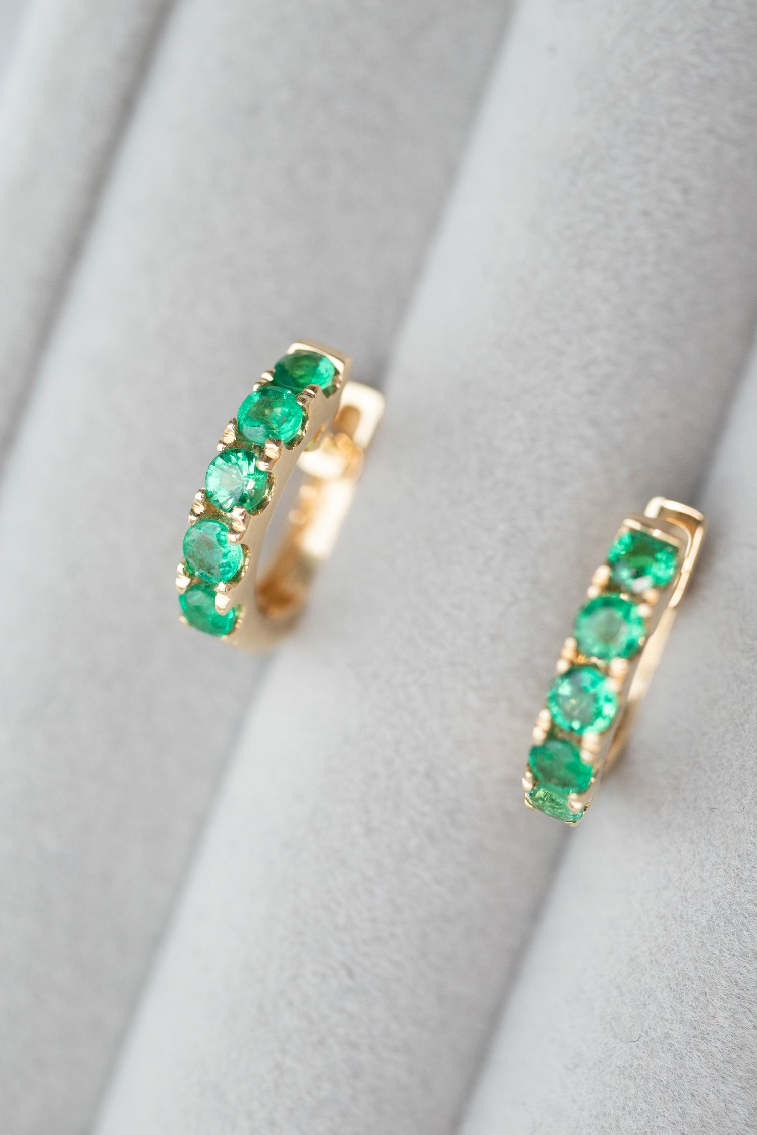 Verdure Emerald 14/ 18K Gold Hoop Earrings