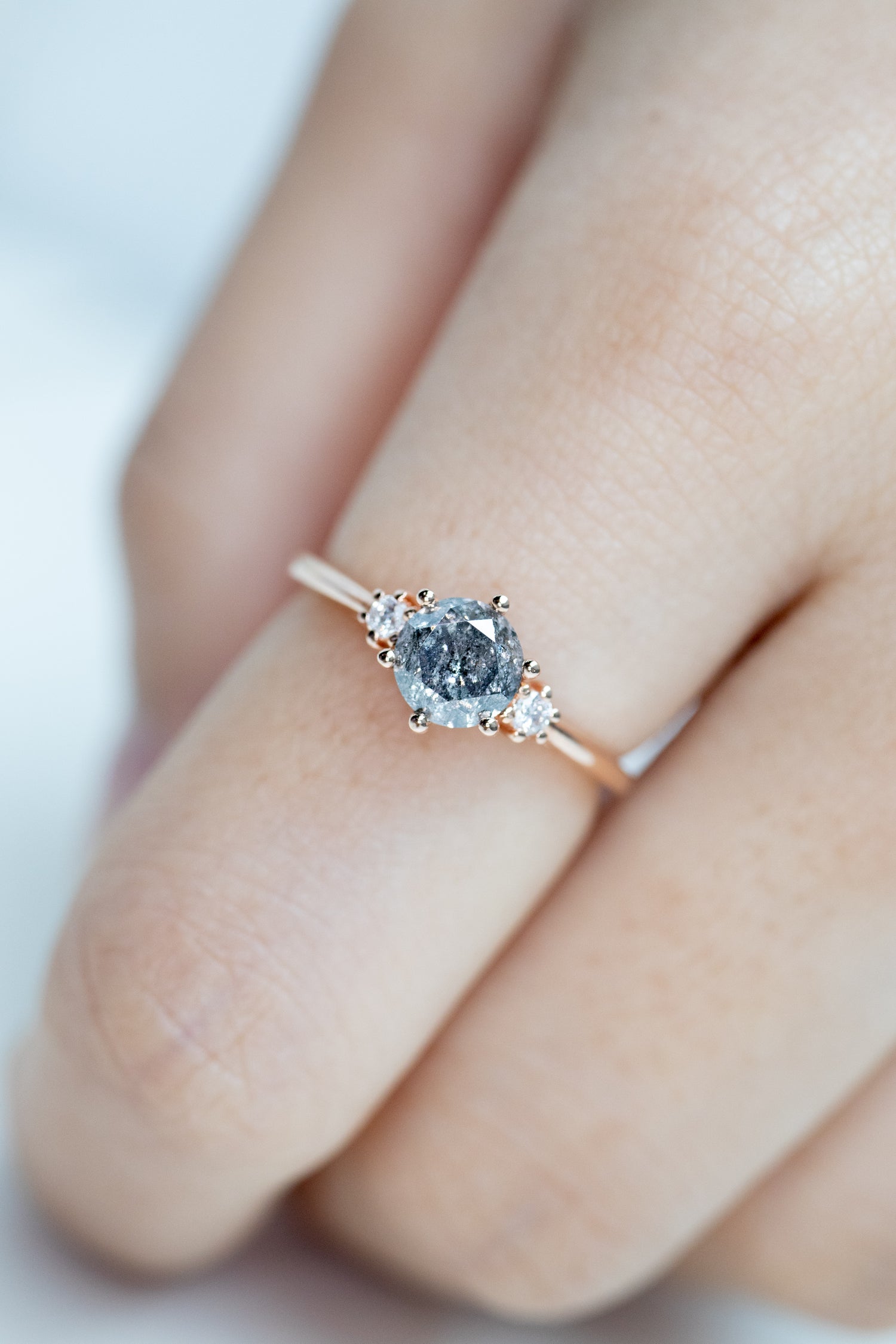 0.79ct Naine Noire Salt & Pepper Diamond & white diamonds 18K Rose Gold Ring