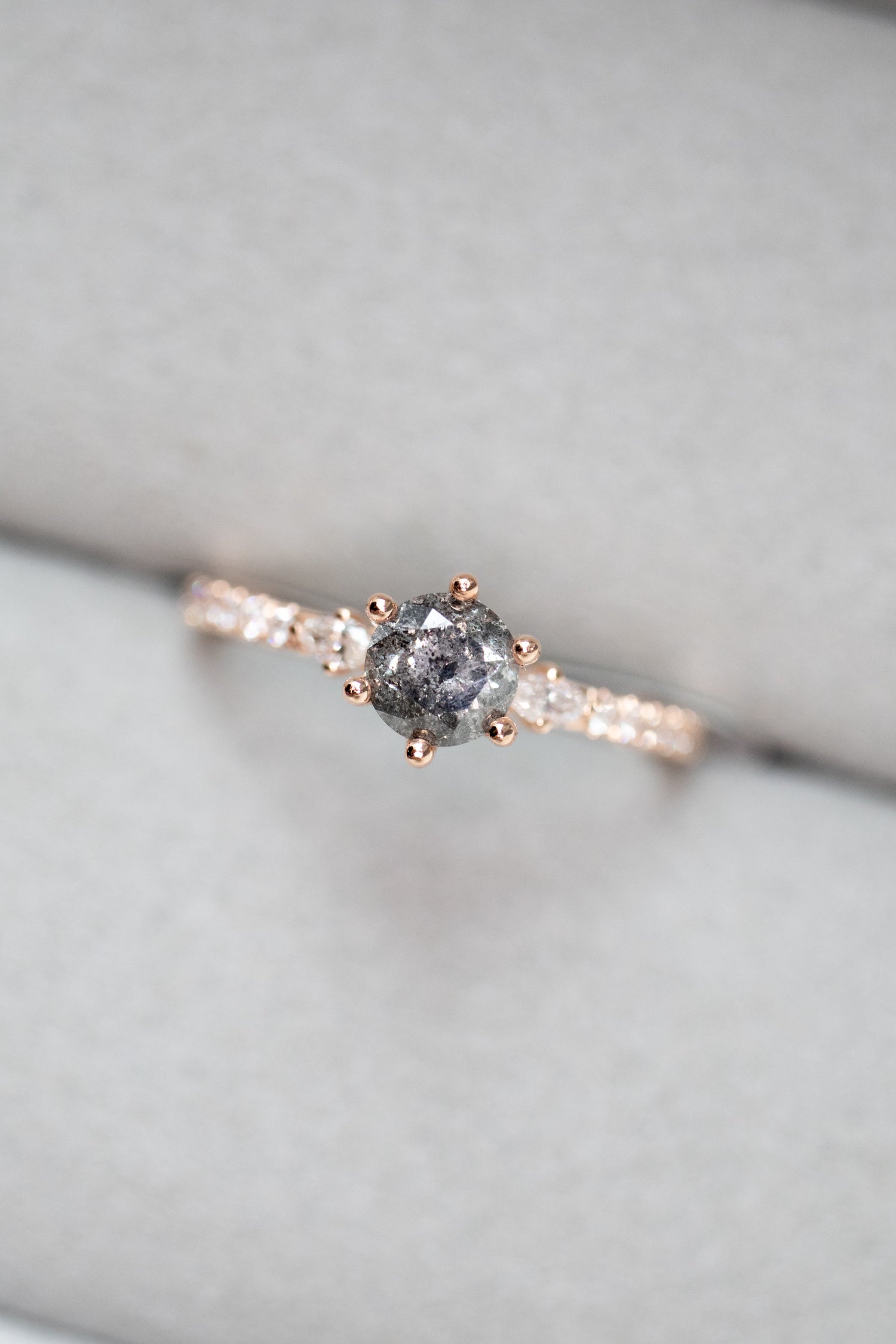 Jupitor 0.55ct Salt & Pepper diamond & white diamonds 18K Rose Gold Half Eternity Ring