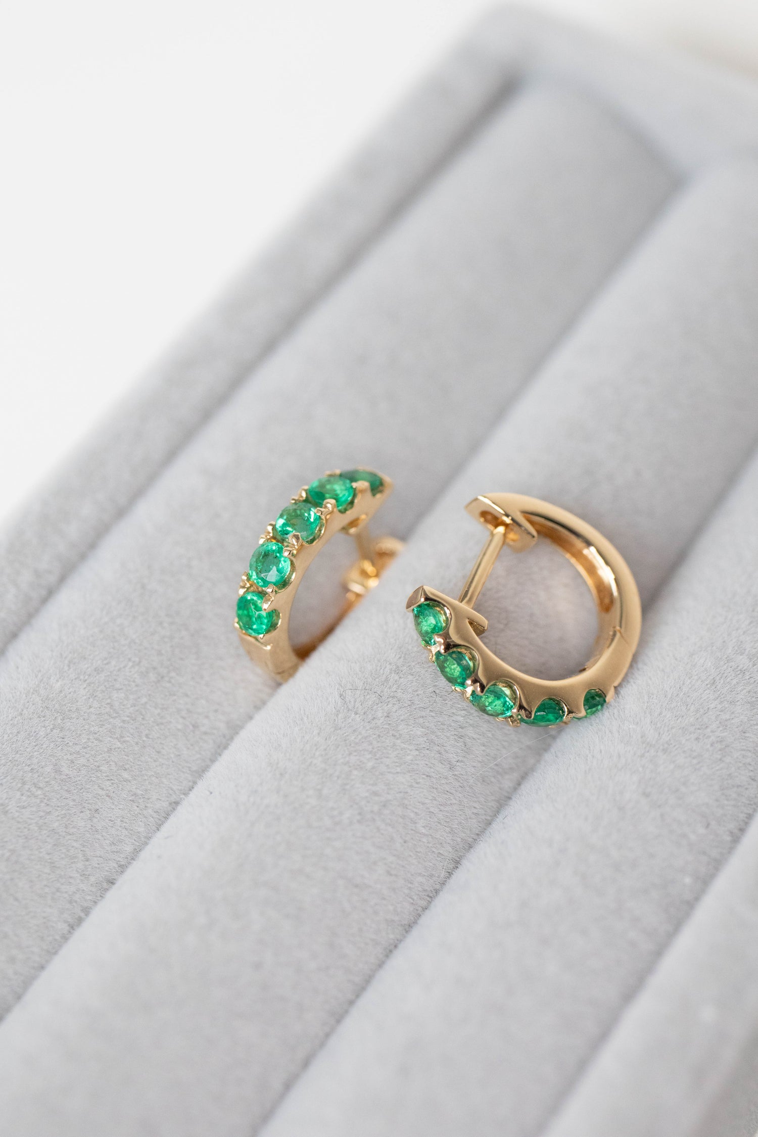 Verdure Emerald 14/ 18K Gold Hoop Earrings