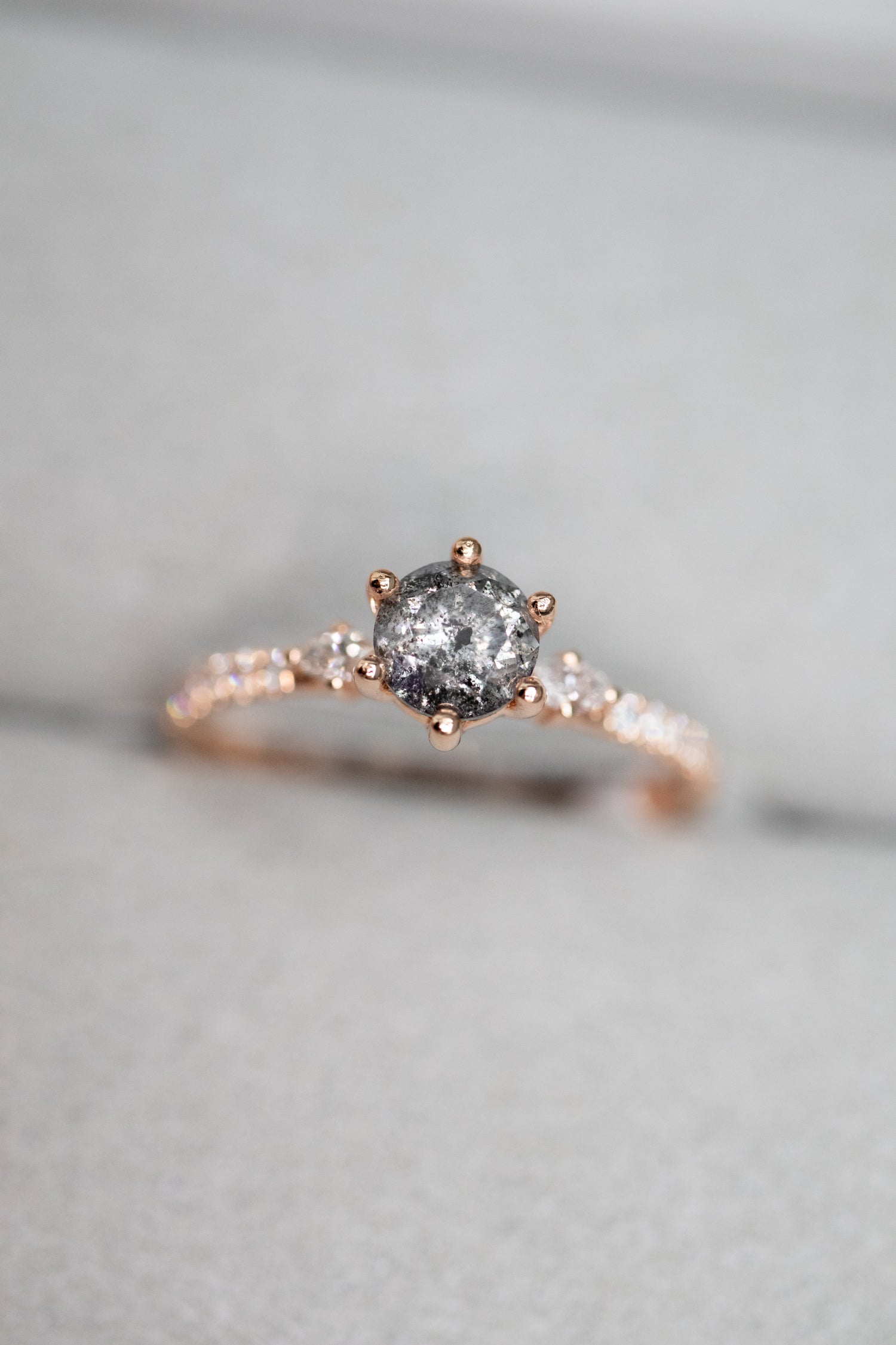 Jupitor 0.55ct Salt & Pepper diamond & white diamonds 18K Rose Gold Half Eternity Ring
