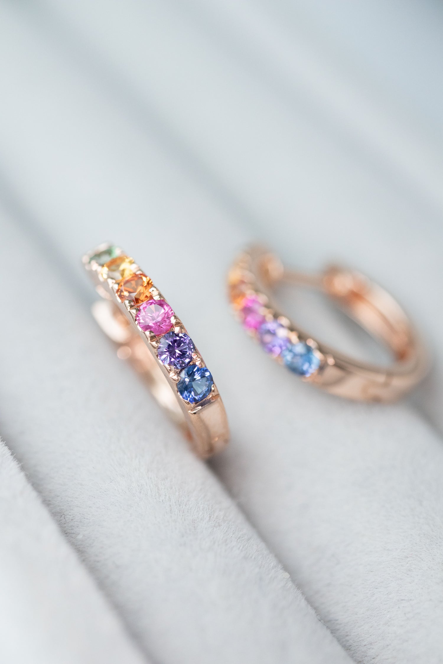 Rainbow Sapphire 0.28+0.28ct 14/18K Gold Hoop Earrings