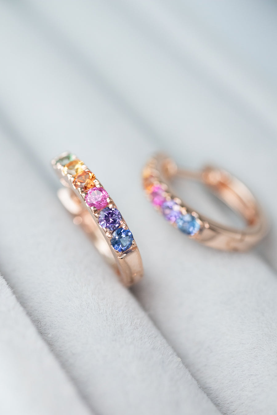 Rainbow Sapphire 0.28+0.28ct 14/18K Gold Hoop Earrings