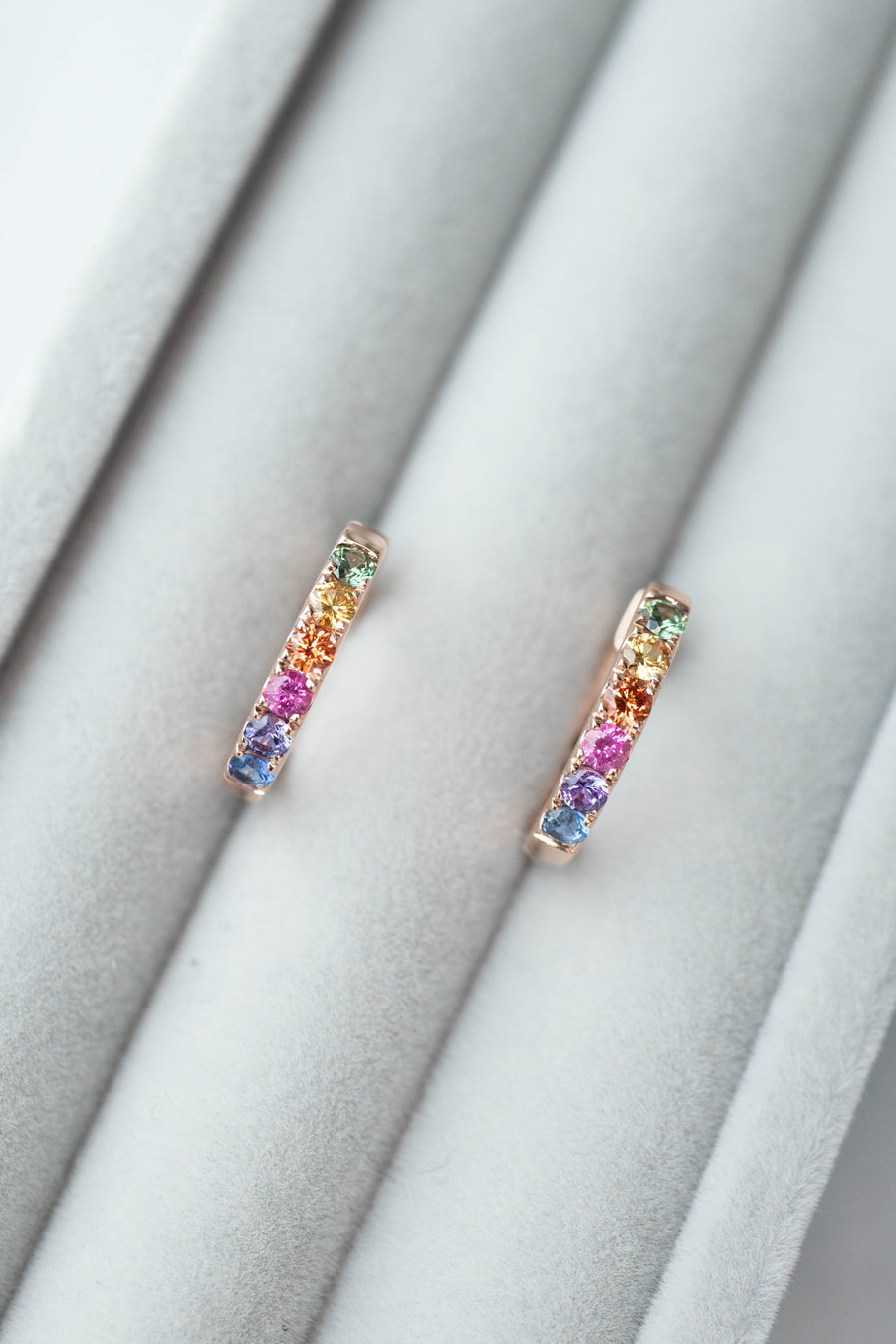 Rainbow Sapphire 0.28+0.28ct 14/18K Gold Hoop Earrings