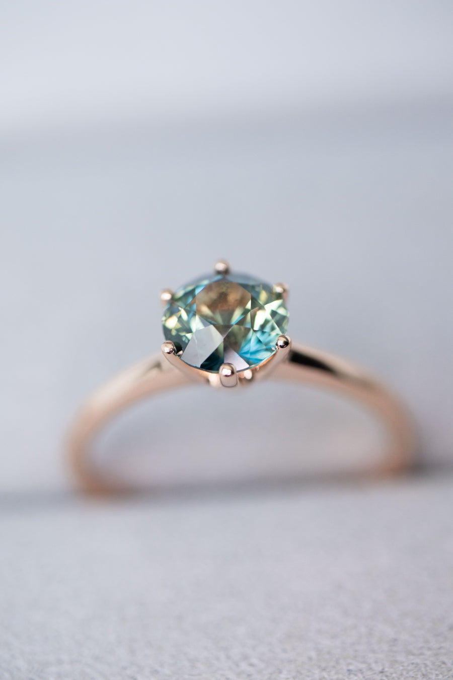 Only You 1.07ct Teal Sapphire (Unheated with Certificate) & diamond 18K Rose Gold Engagement Ring