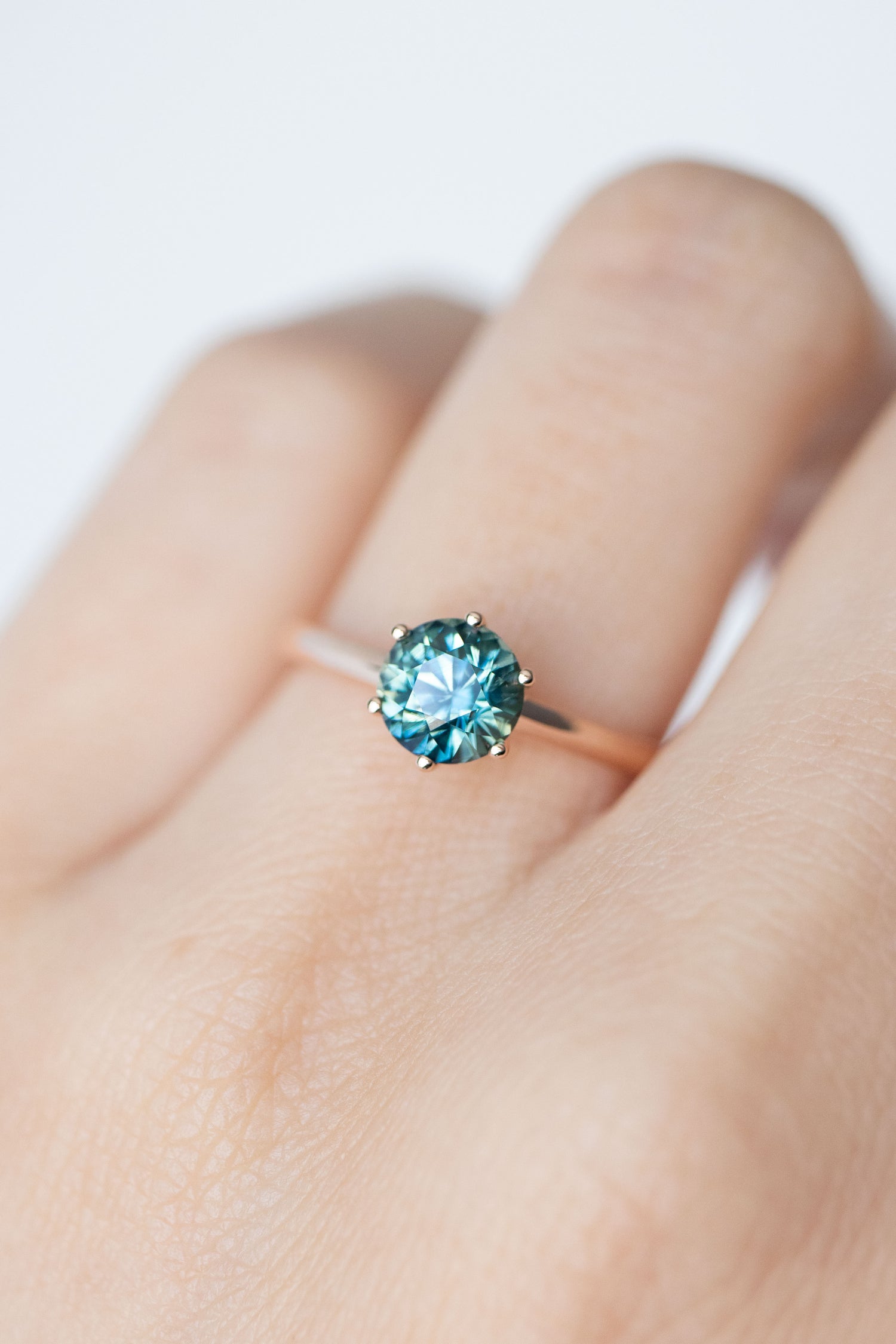 1.07ct Teal Sapphire (with Certificate) 18K Rose Gold Engagement Ring