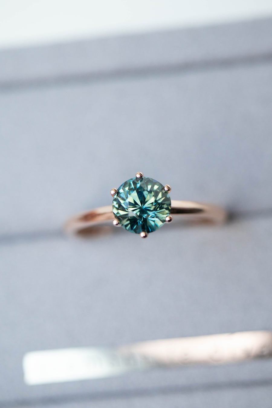 Only You 1.07ct Teal Sapphire (Unheated with Certificate) & diamond 18K Rose Gold Engagement Ring