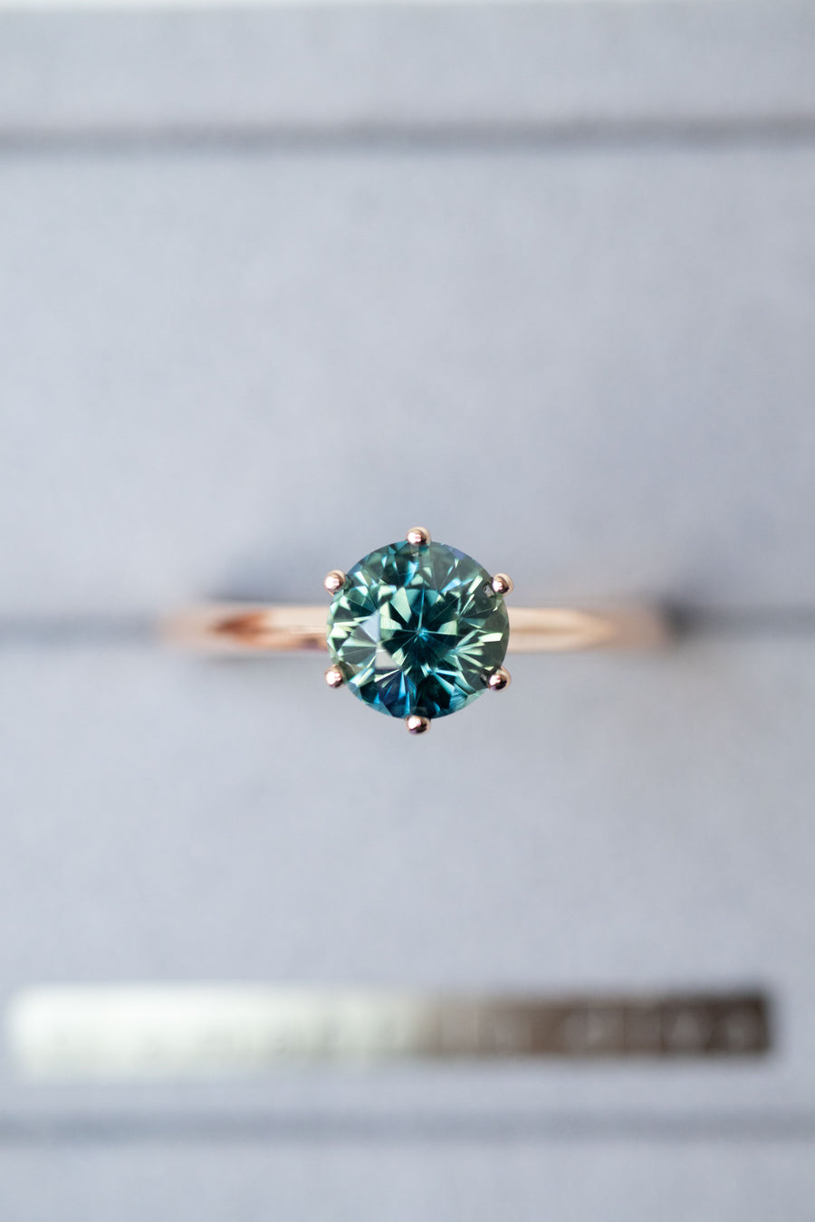 Only You 1.07ct Teal Sapphire (Unheated with Certificate) & diamond 18K Rose Gold Engagement Ring