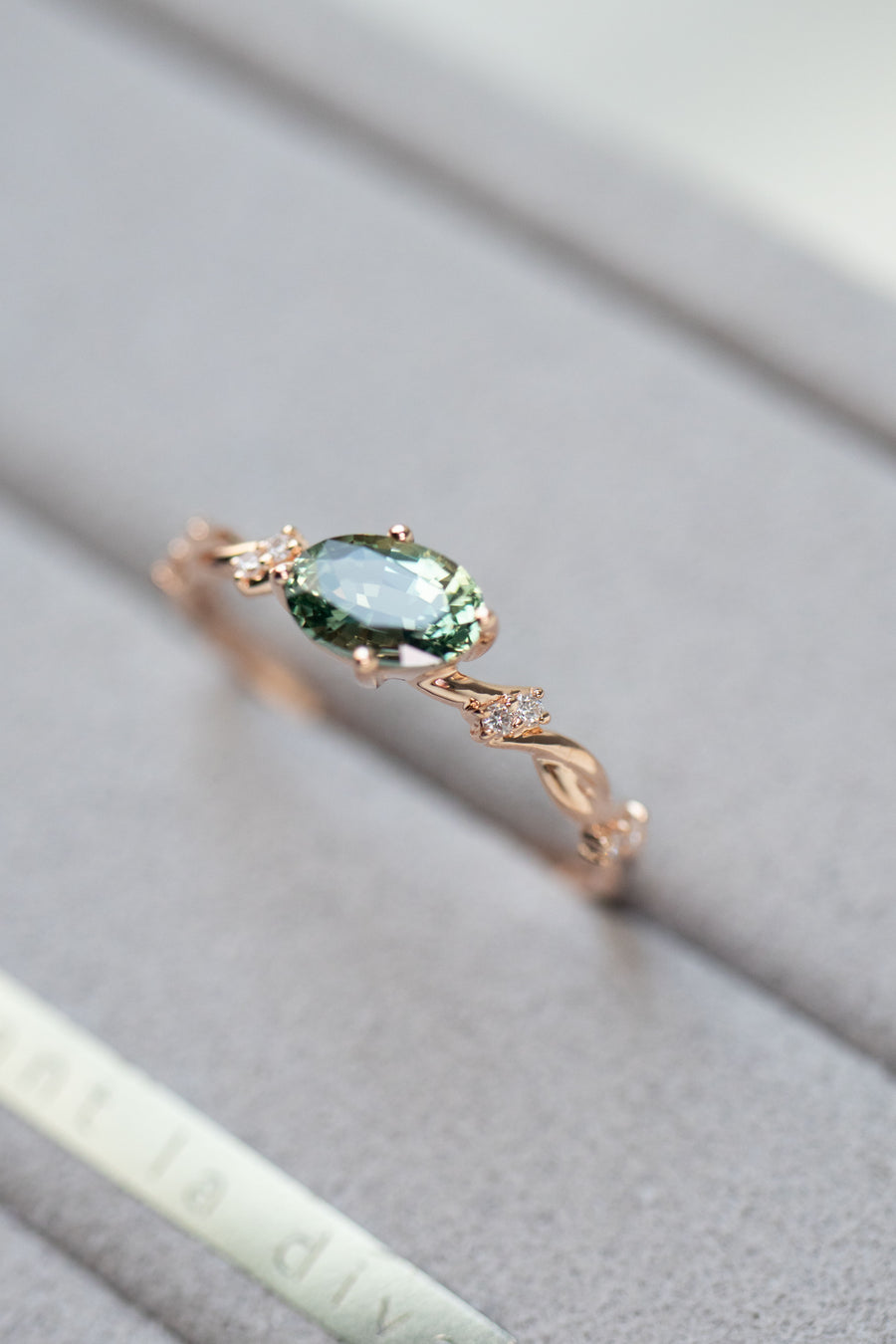 PREORDER - Petite Collection ~6x4mm Sapphire & diamonds 14/18K Gold Ring