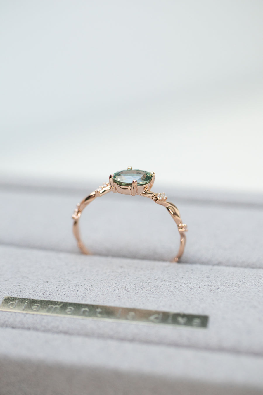 PREORDER - Petite Collection ~6x4mm Sapphire & diamonds 14/18K Gold Ring