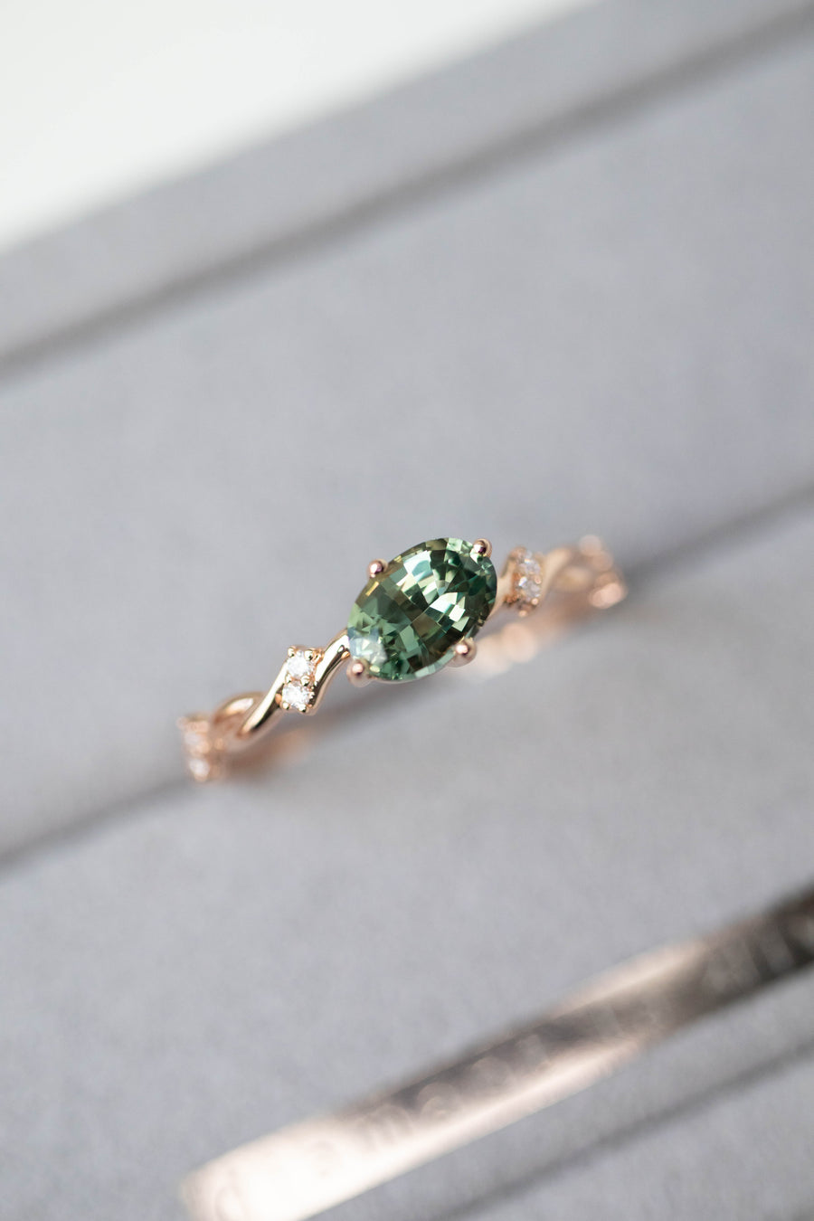 PREORDER - Petite Collection ~6x4mm Sapphire & diamonds 14/18K Gold Ring