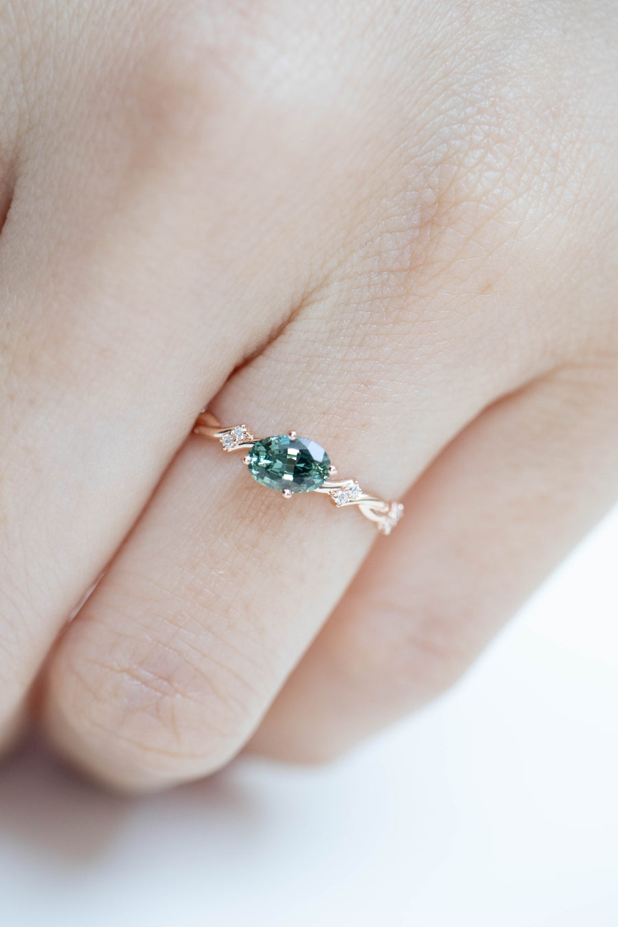 PREORDER - Petite Collection ~6x4mm Sapphire & diamonds 14/18K Gold Ring