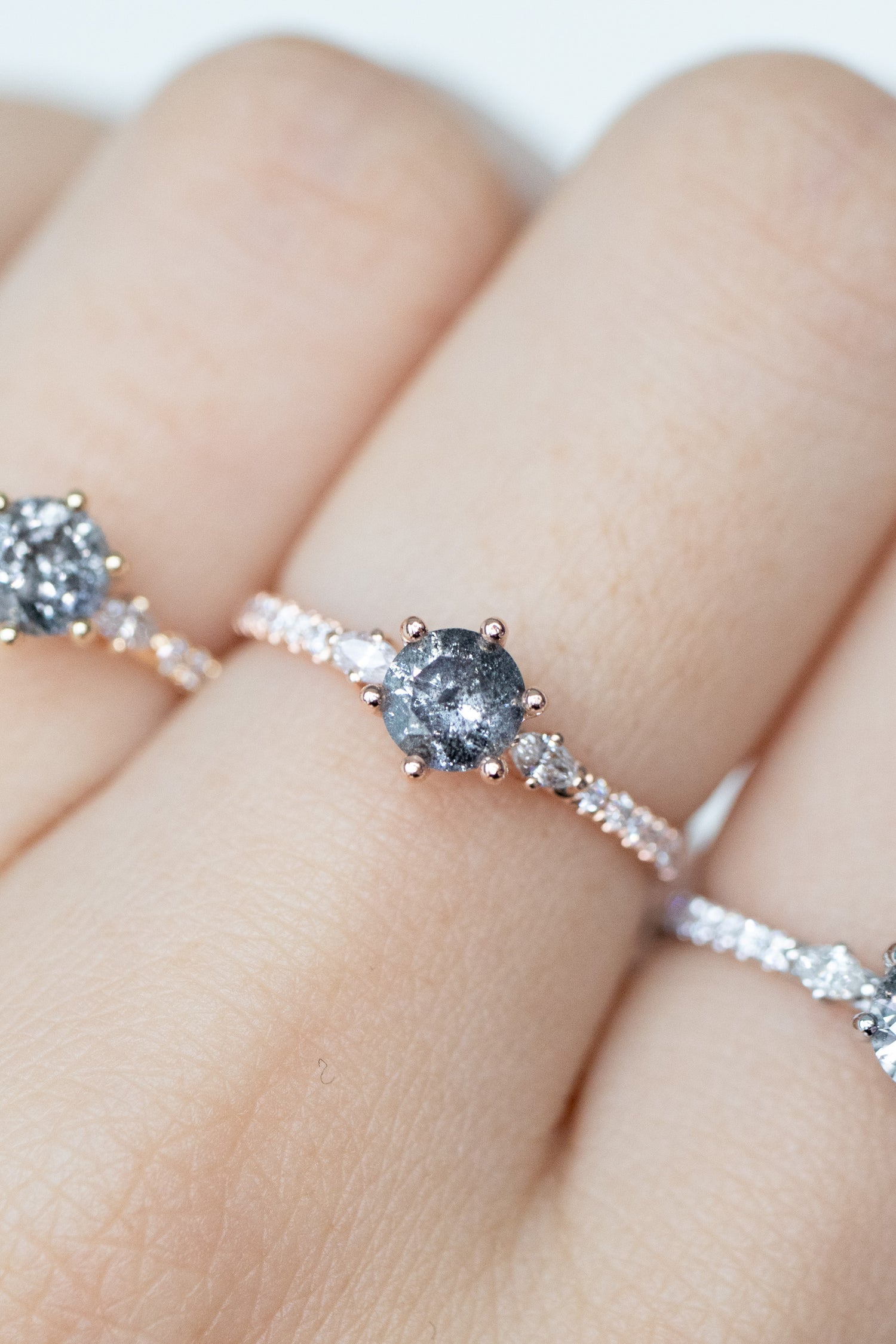Jupitor 0.55ct Salt & Pepper diamond & white diamonds 18K Rose Gold Half Eternity Ring