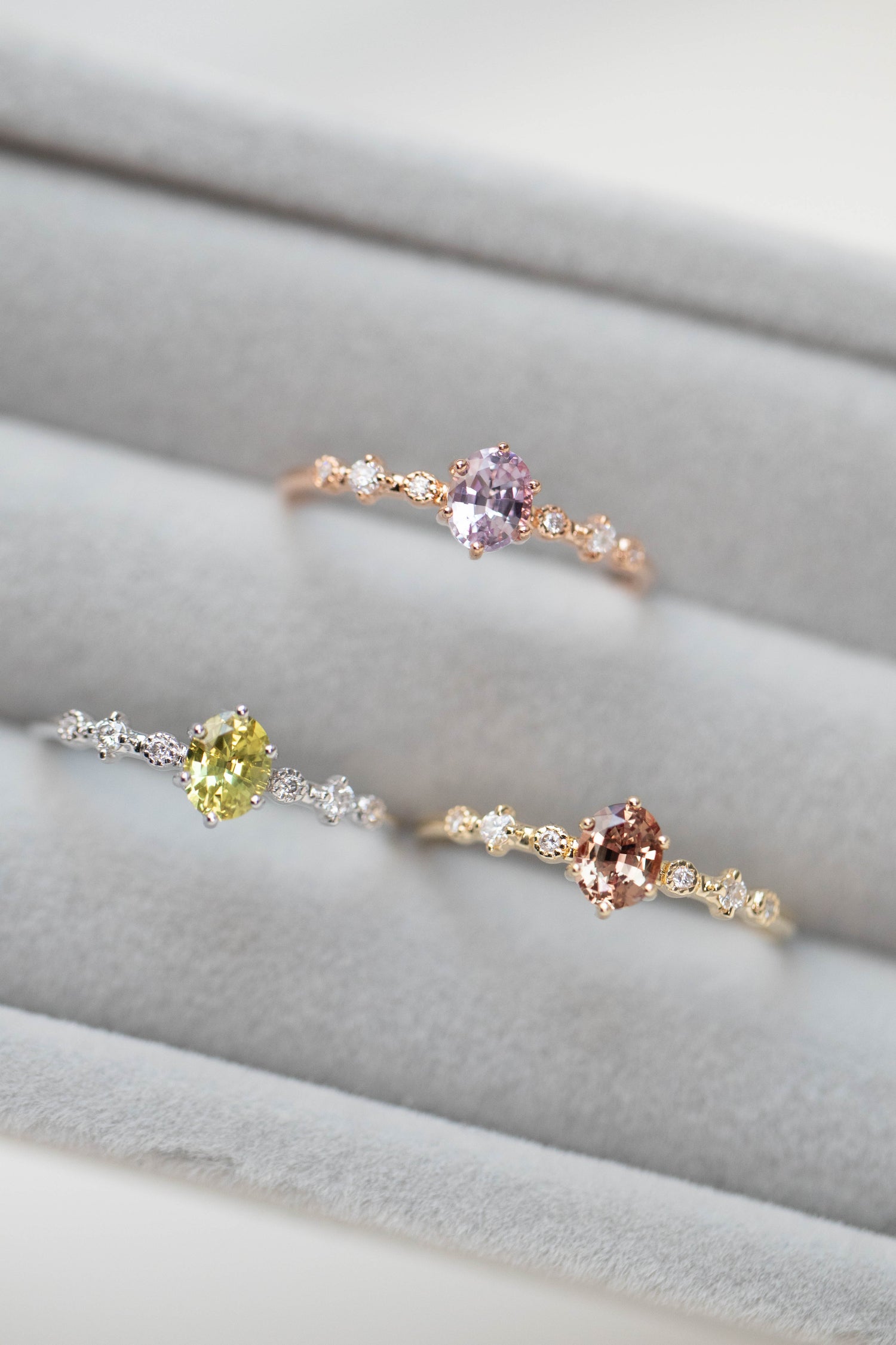 INSTOCK Petite Collection - Oval Sapphire 0.30carat & diamonds 14K Gold Ring