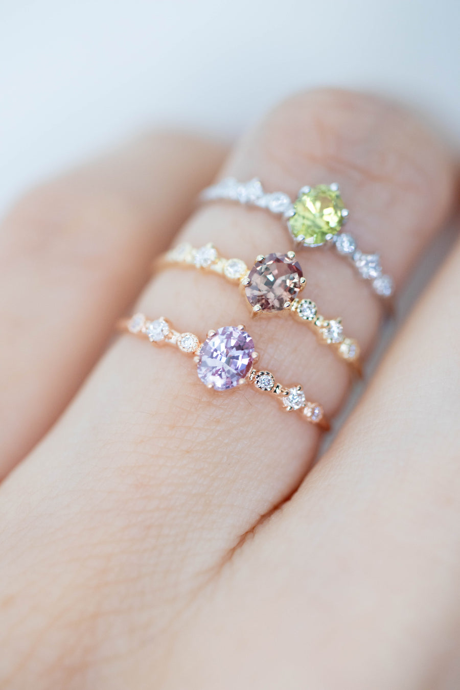 INSTOCK Petite Collection - Oval Sapphire 0.30carat  & total 0.05carat 14K Gold Ring