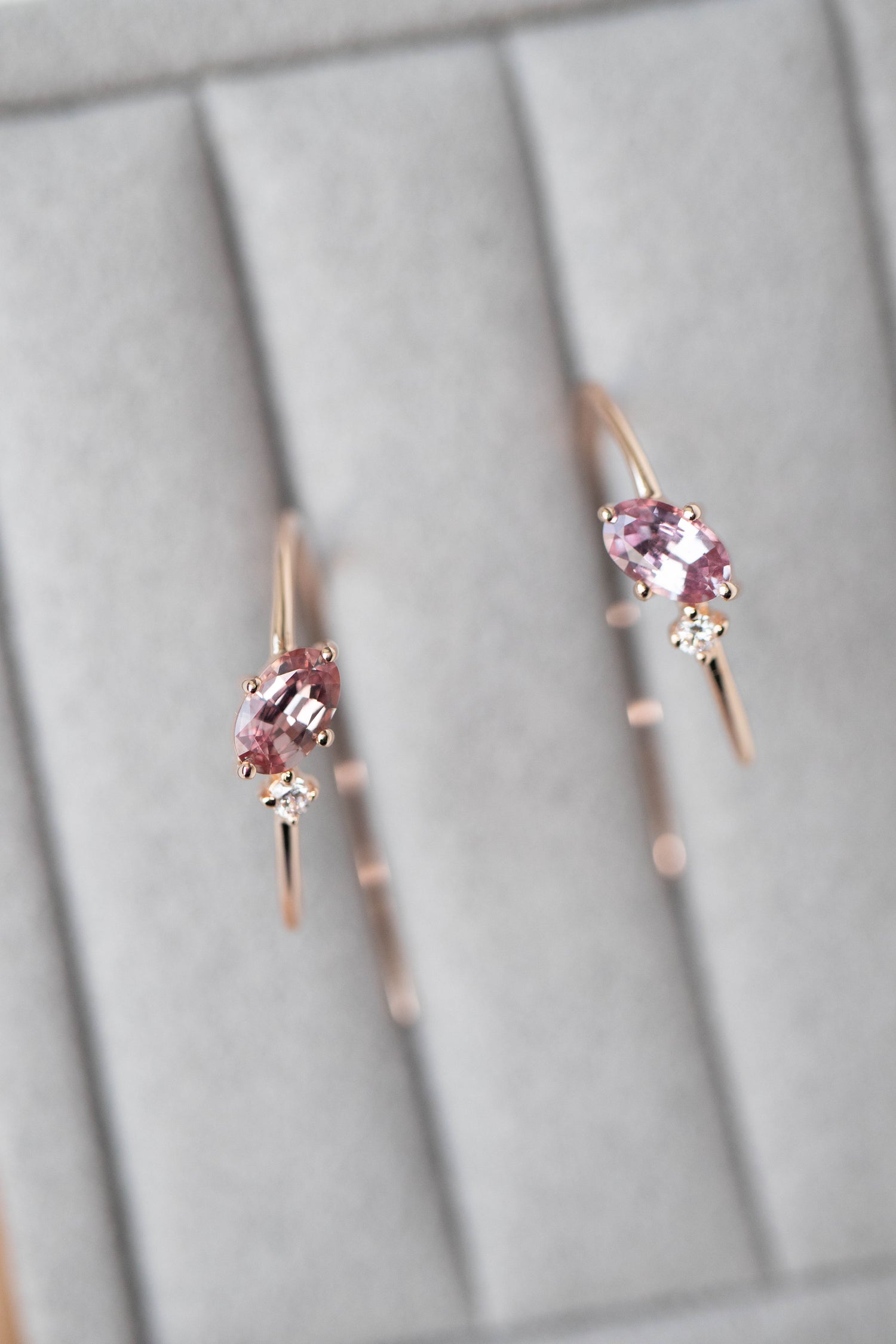 PREORDER - Pétales de rose Sapphire 0.23+0.23ct & diamonds 18K Rose Gold Hoop Earrings