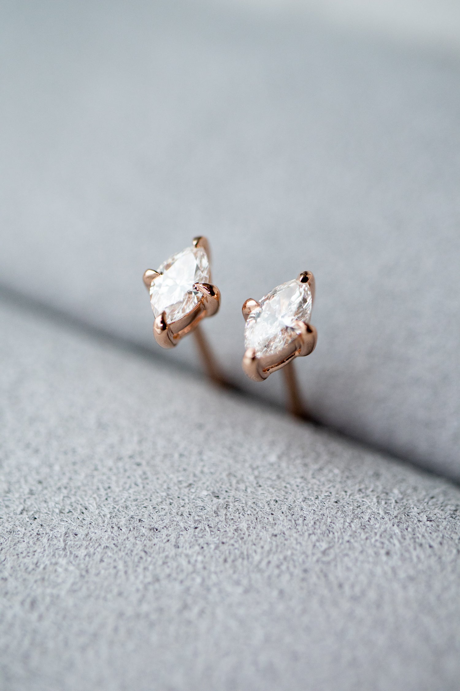 Marquise Top Quality Diamond 0.15+0.15ct 18K Gold Stud Earrings
