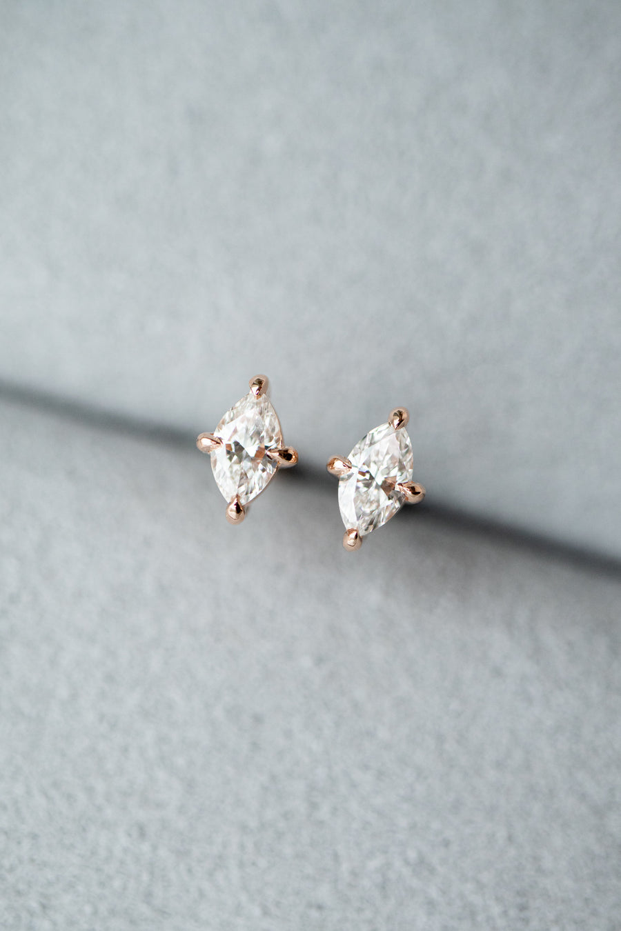 Marquise 0.15+0.15ct Top Quality Diamond 18K Stud Earrings