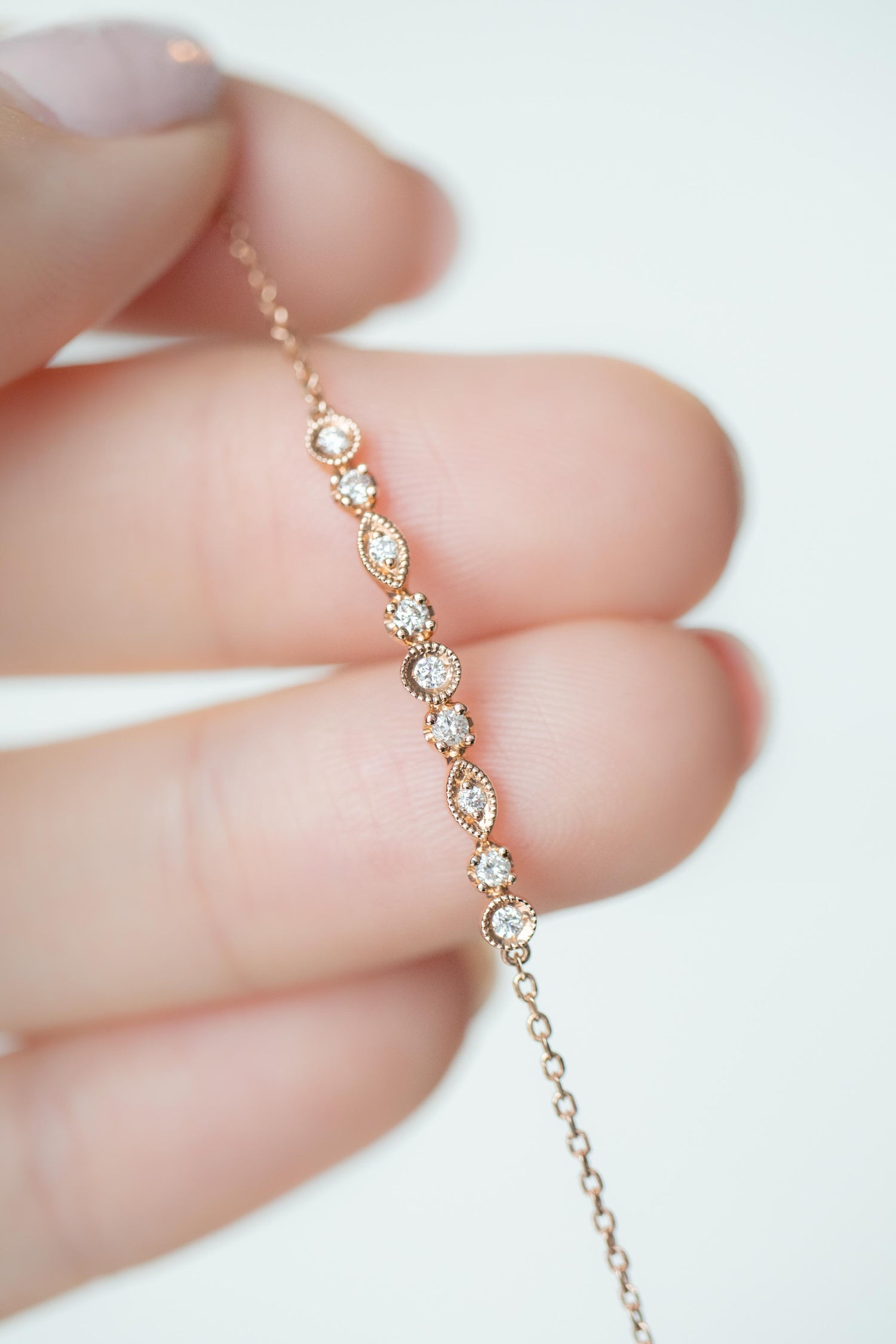 PREORDER - Marquise and round-shaped Diamonds 14/ 18K Gold Bracelet