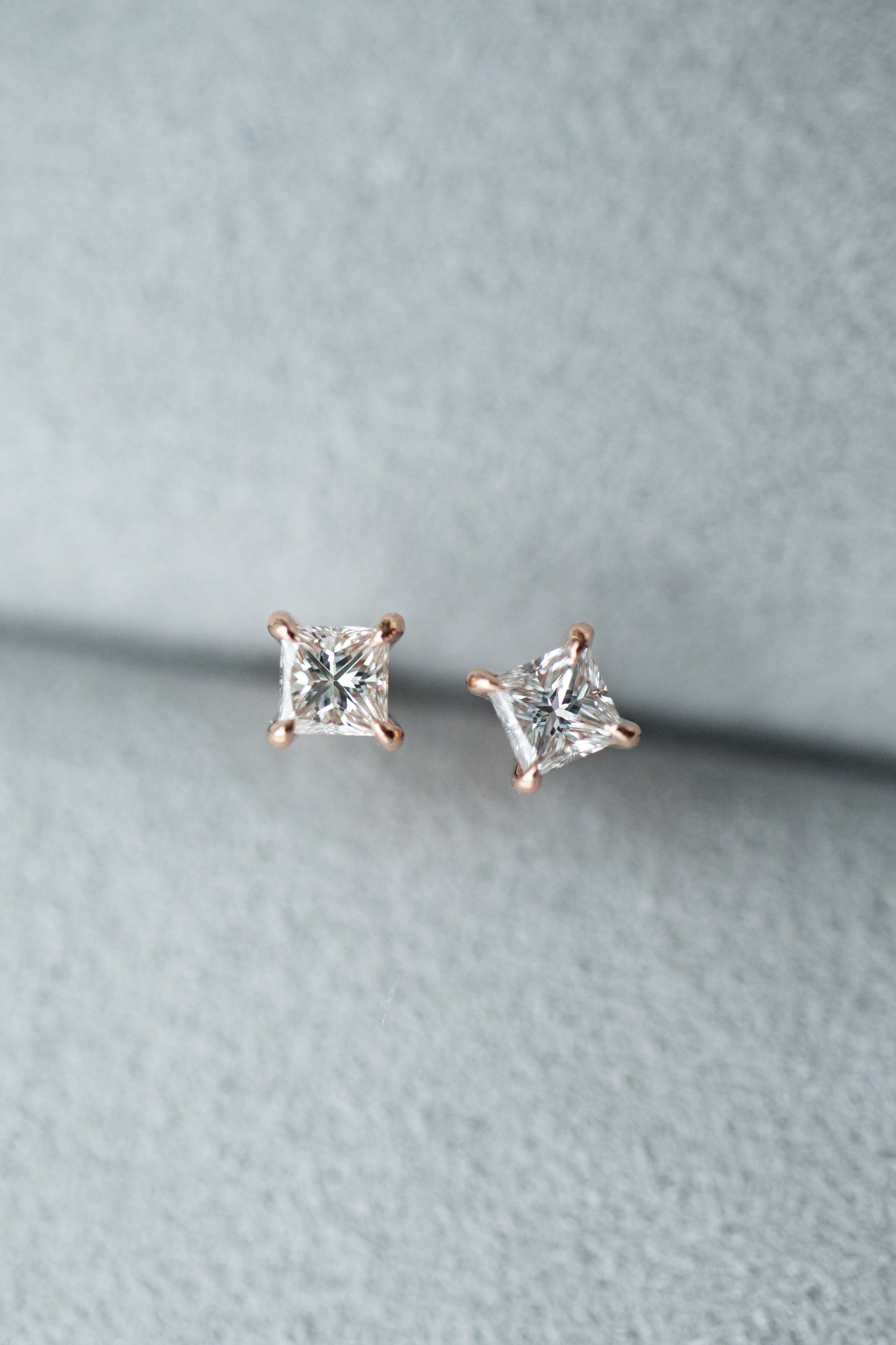 Princesse Top Quality Diamond 0.12+0.12ct 18K Stud Earrings