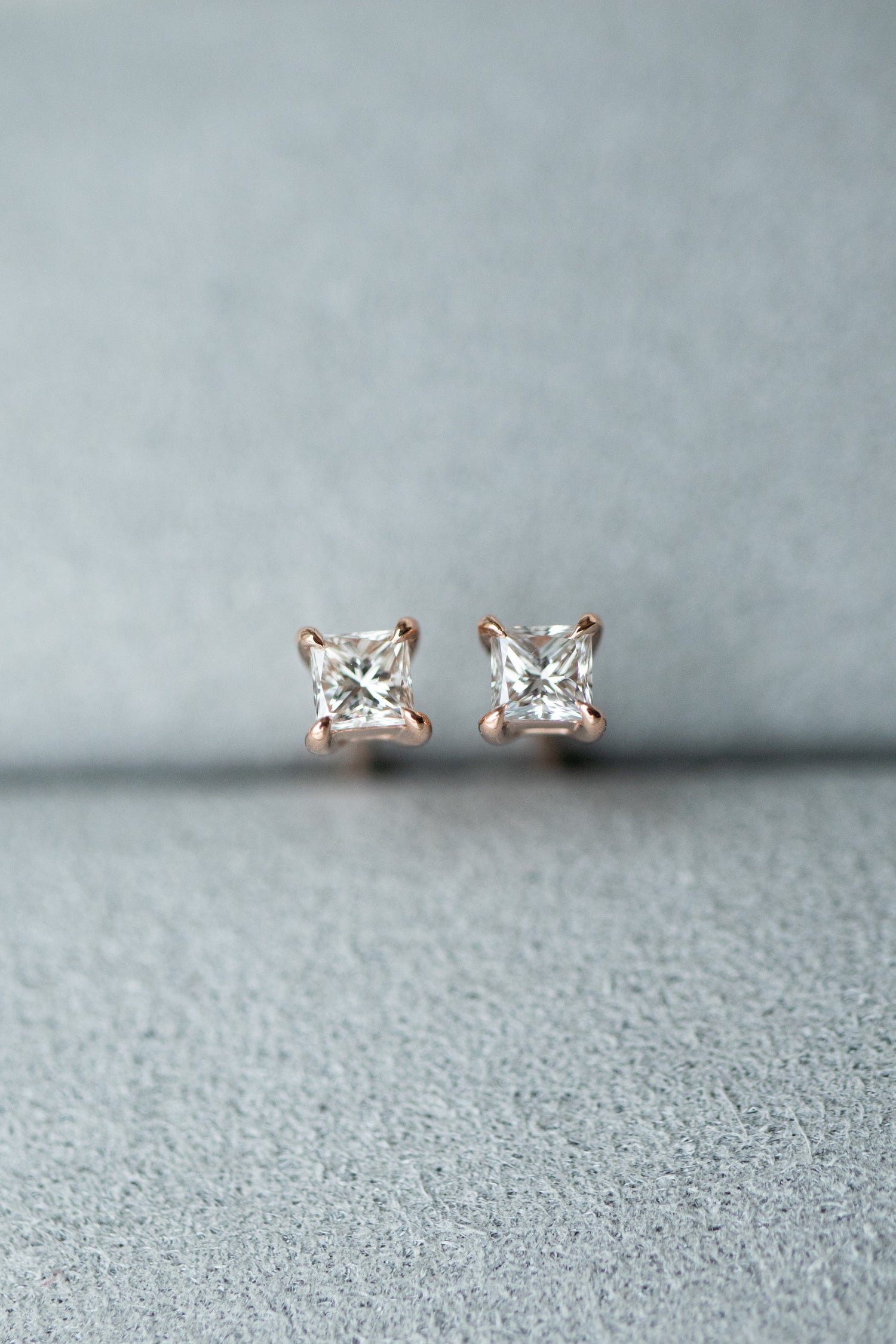 Princesse Top Quality Diamond 0.12+0.12ct 18K Stud Earrings