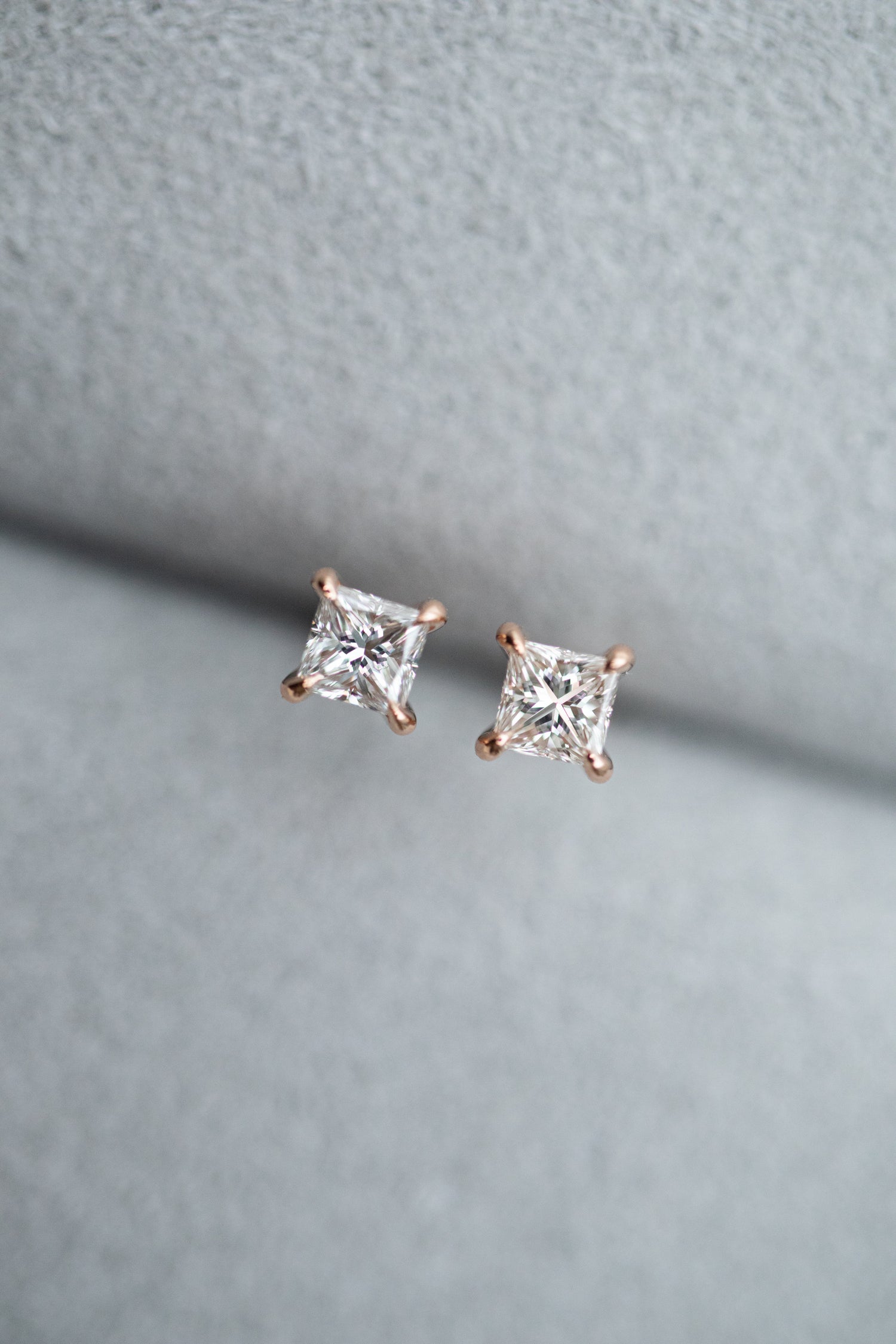 Princesse Top Quality Diamond 0.12+0.12ct 18K Stud Earrings