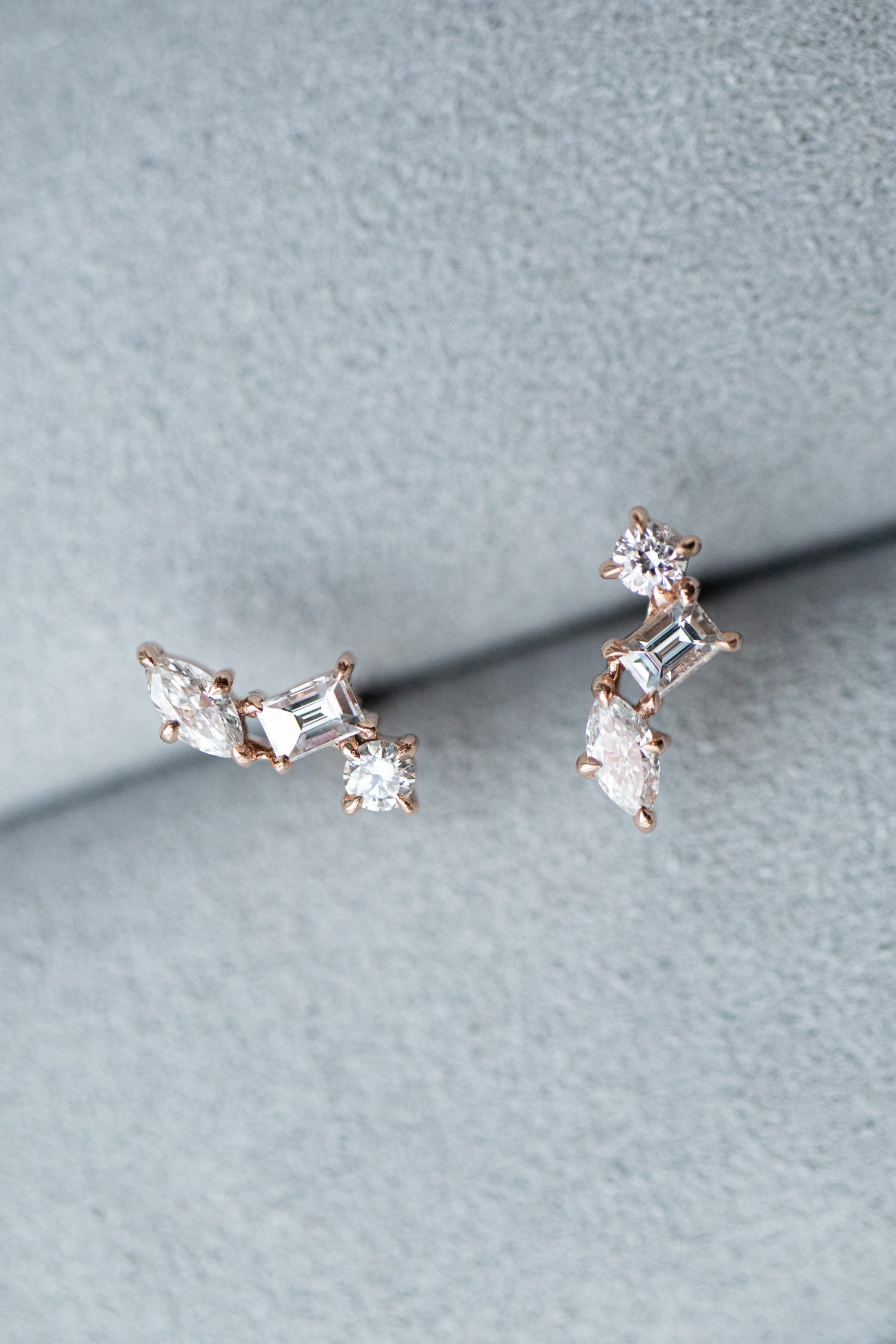 Multi Shape Diamond 0.21+0.21ct 18K Gold Stud Earrings